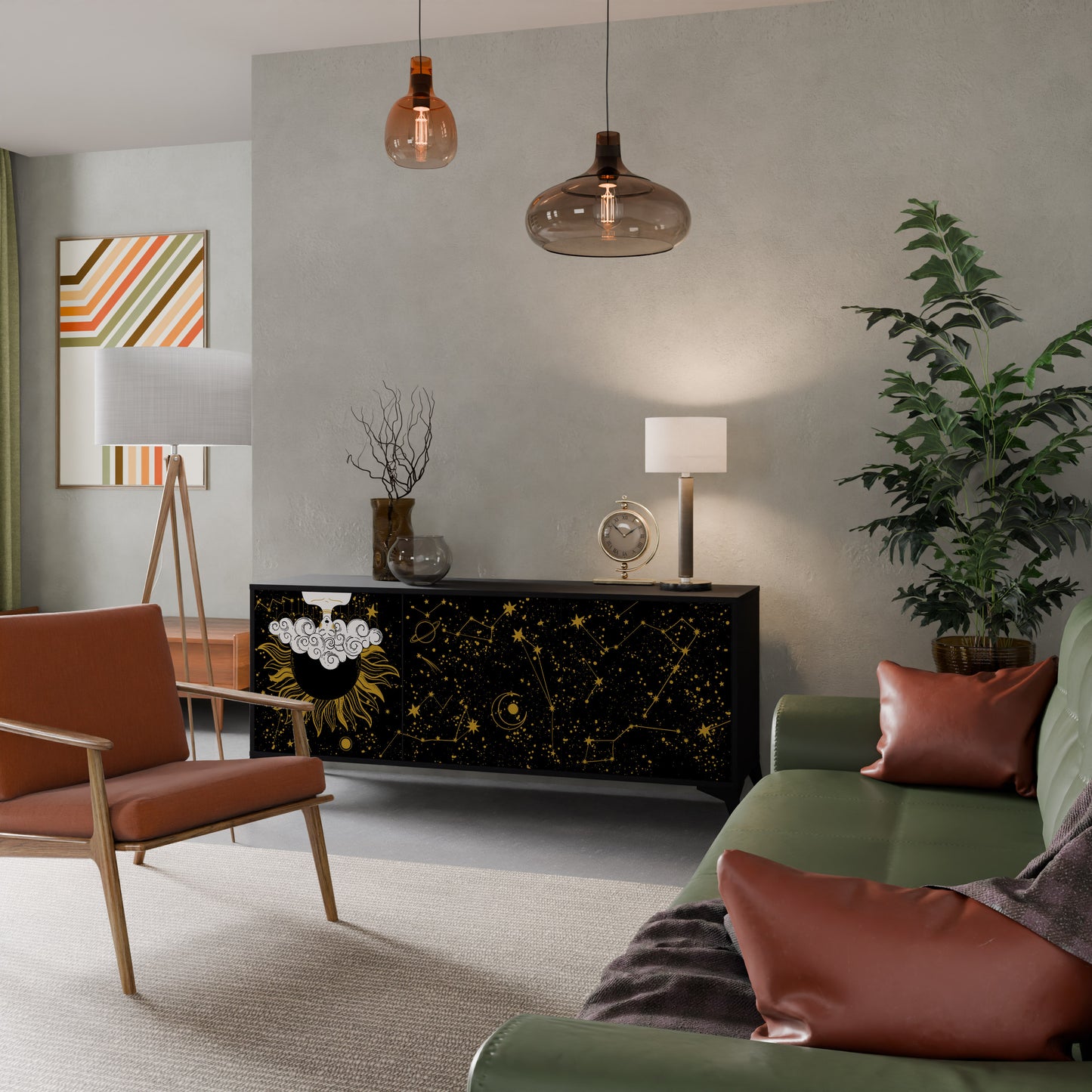 STELLAR CONSTELLATIONS 3-dörrars skänk i svart finish