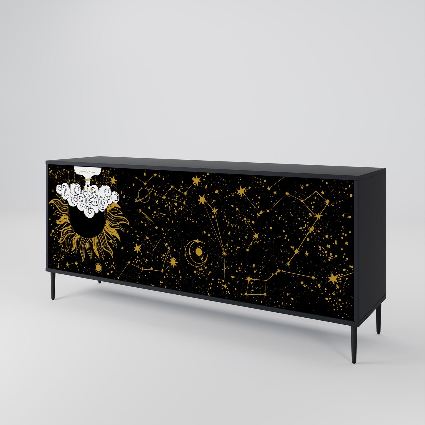 STELLAR CONSTELLATIONS 3-dörrars skänk i svart finish