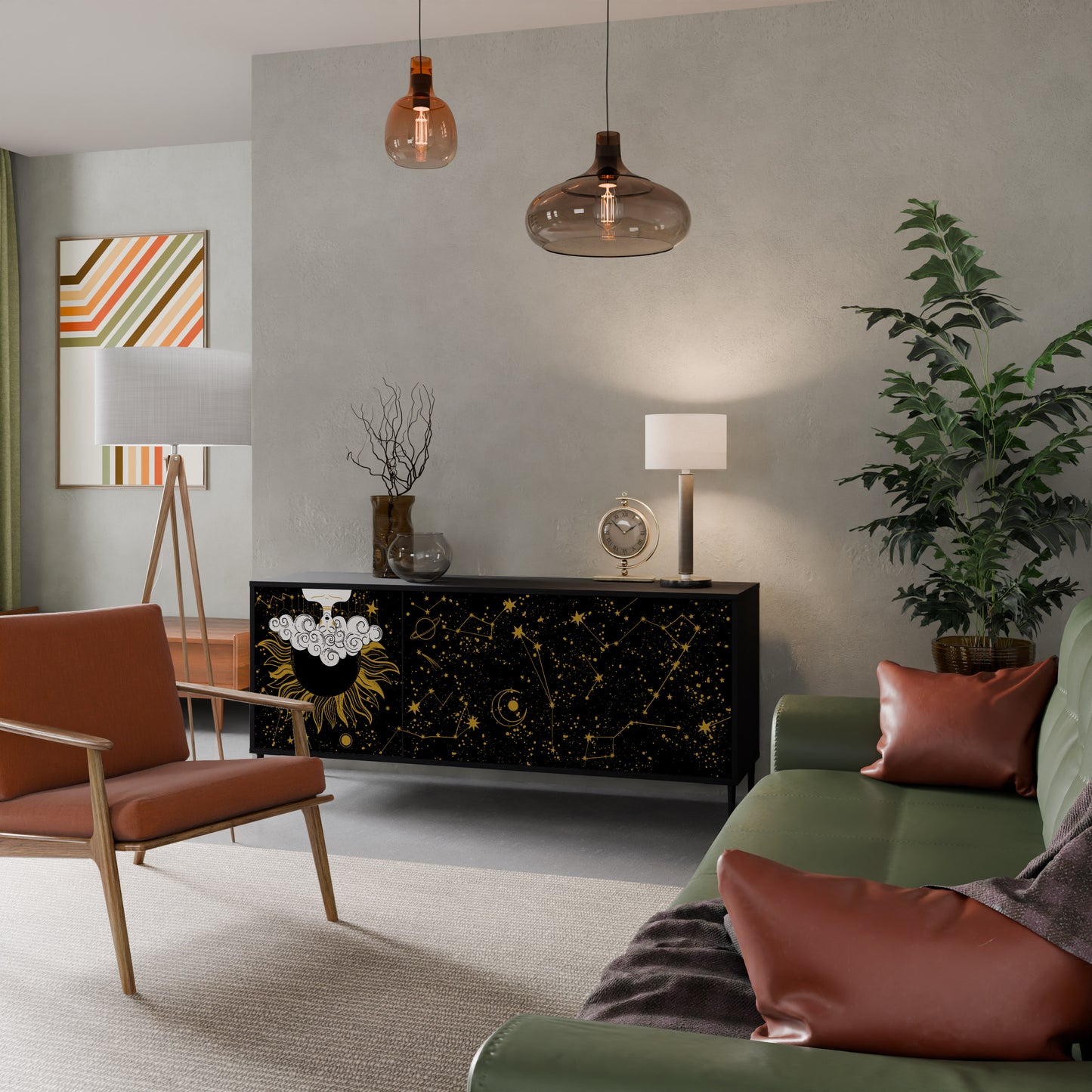 STELLAR CONSTELLATIONS 3-dörrars skänk i svart finish