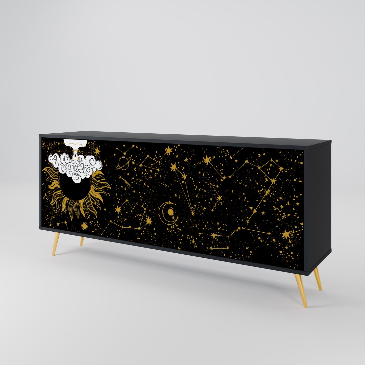 STELLAR CONSTELLATIONS 3-dörrars skänk i svart finish