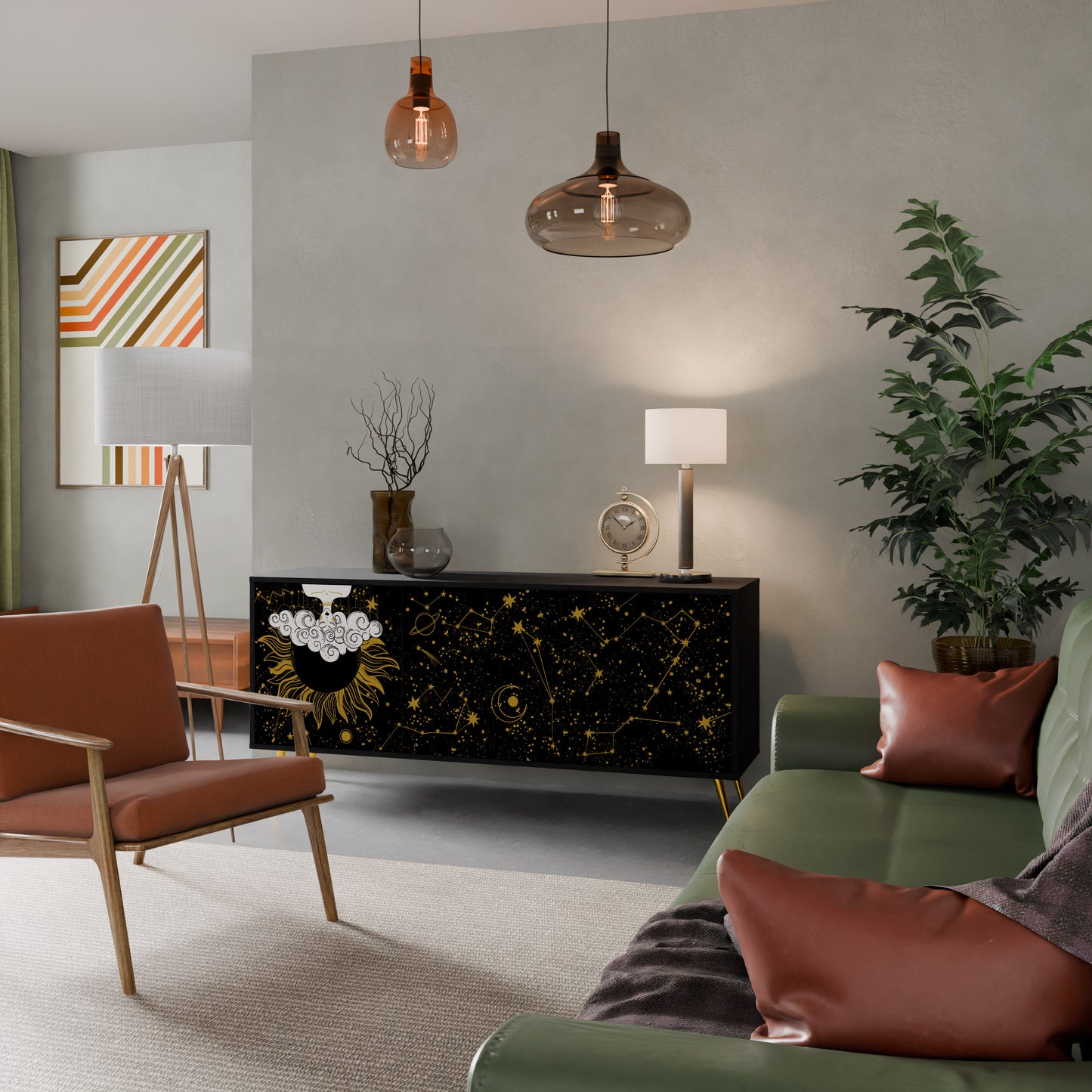 STELLAR CONSTELLATIONS 3-dörrars skänk i svart finish