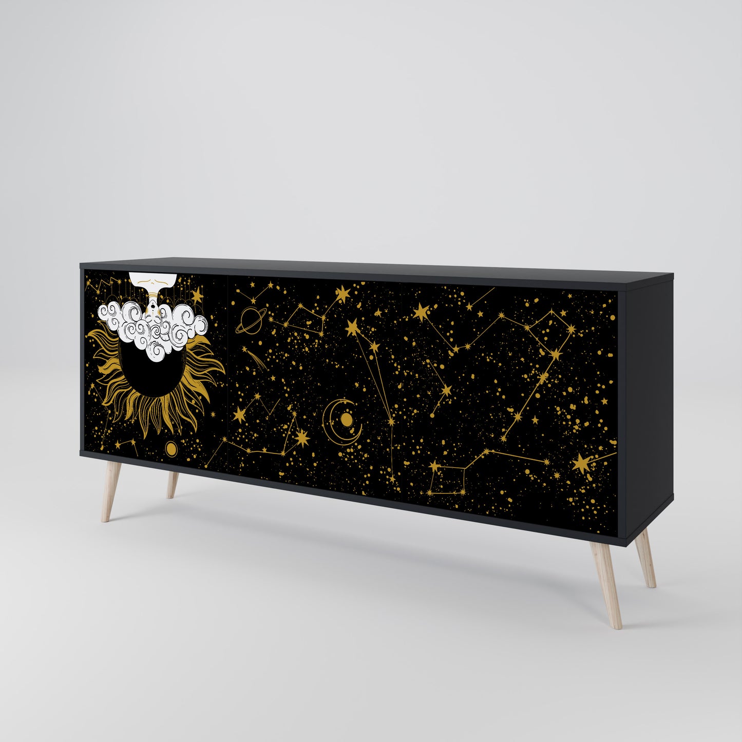 STELLAR CONSTELLATIONS 3-dörrars skänk i svart finish