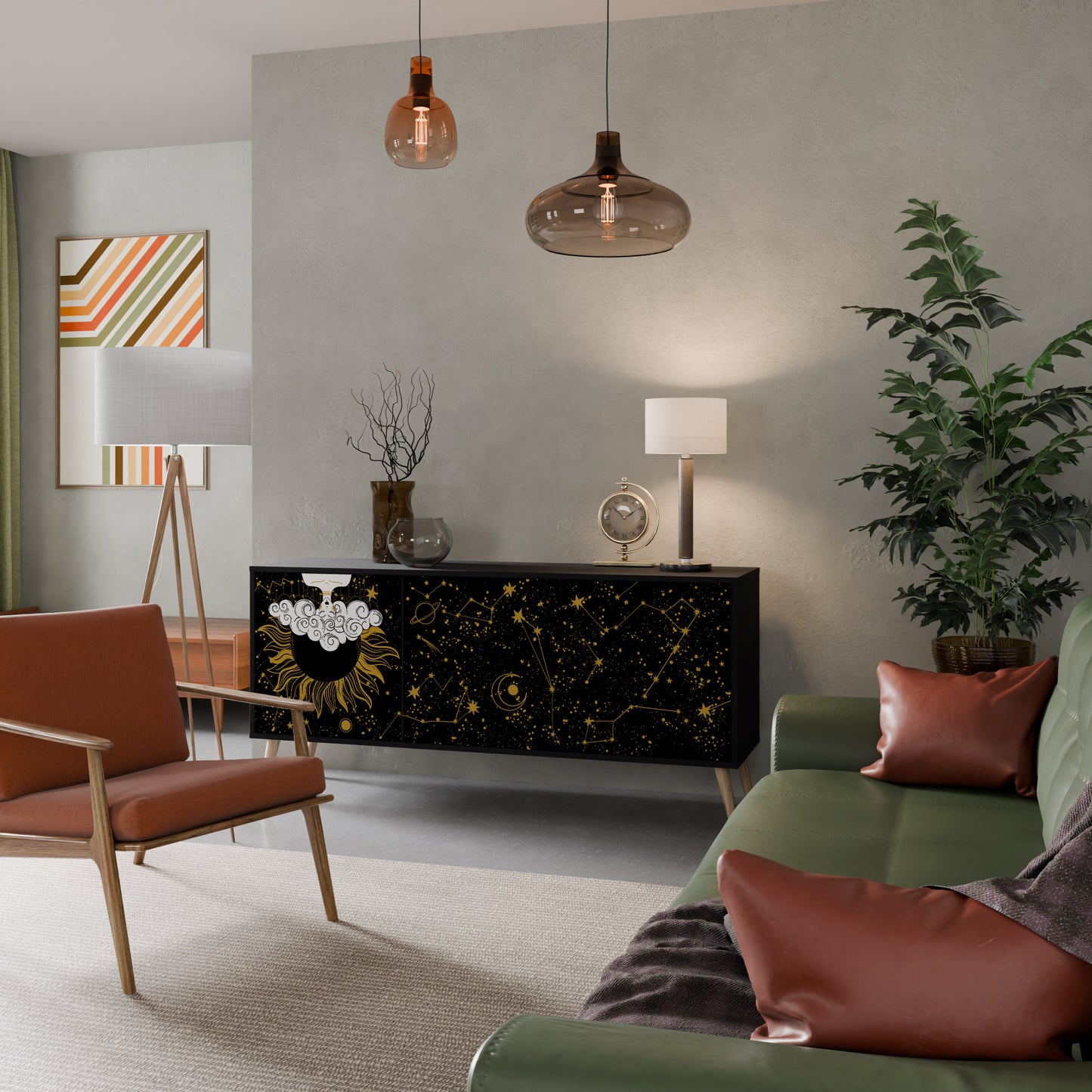 STELLAR CONSTELLATIONS 3-dörrars skänk i svart finish