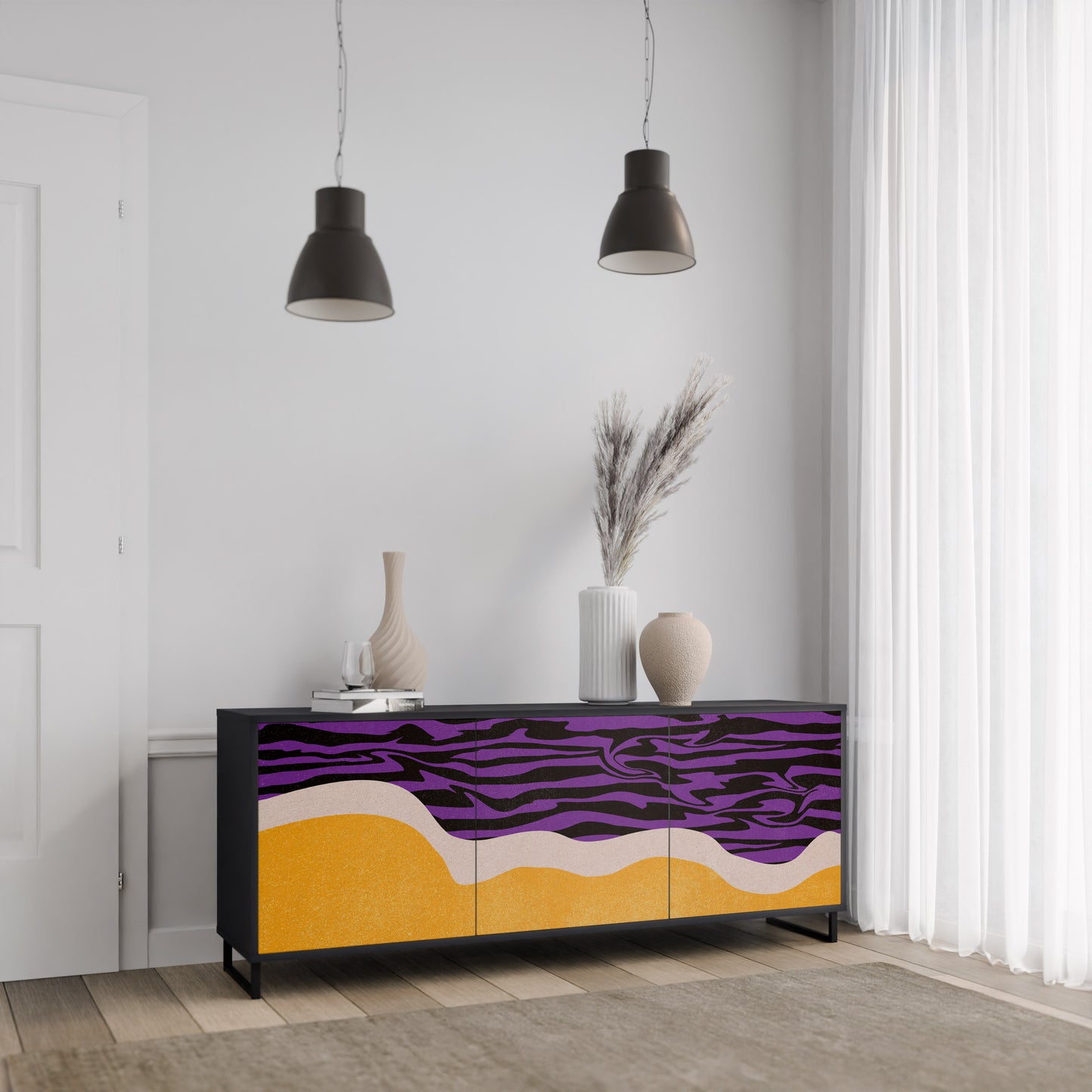 INDEPENDENT BORDER 3-dörrars skänk i svart finish
