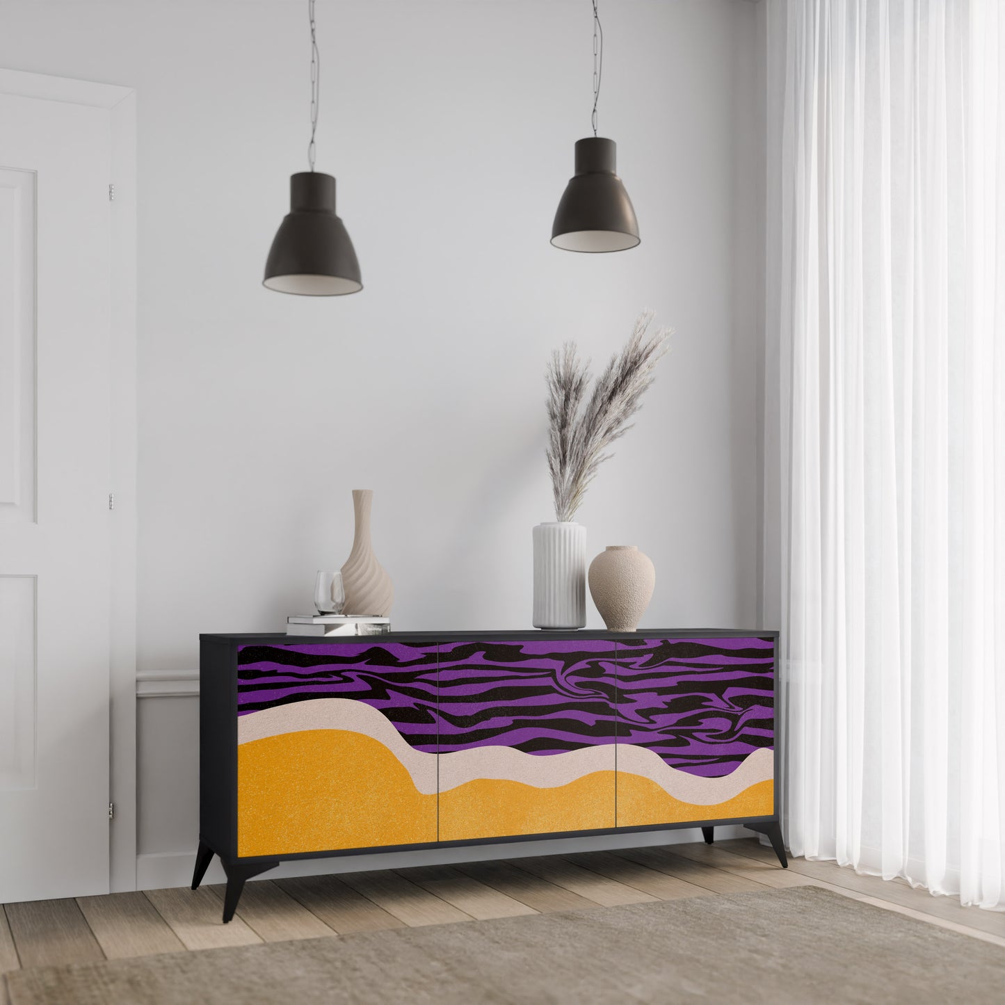 INDEPENDENT BORDER 3-dörrars skänk i svart finish