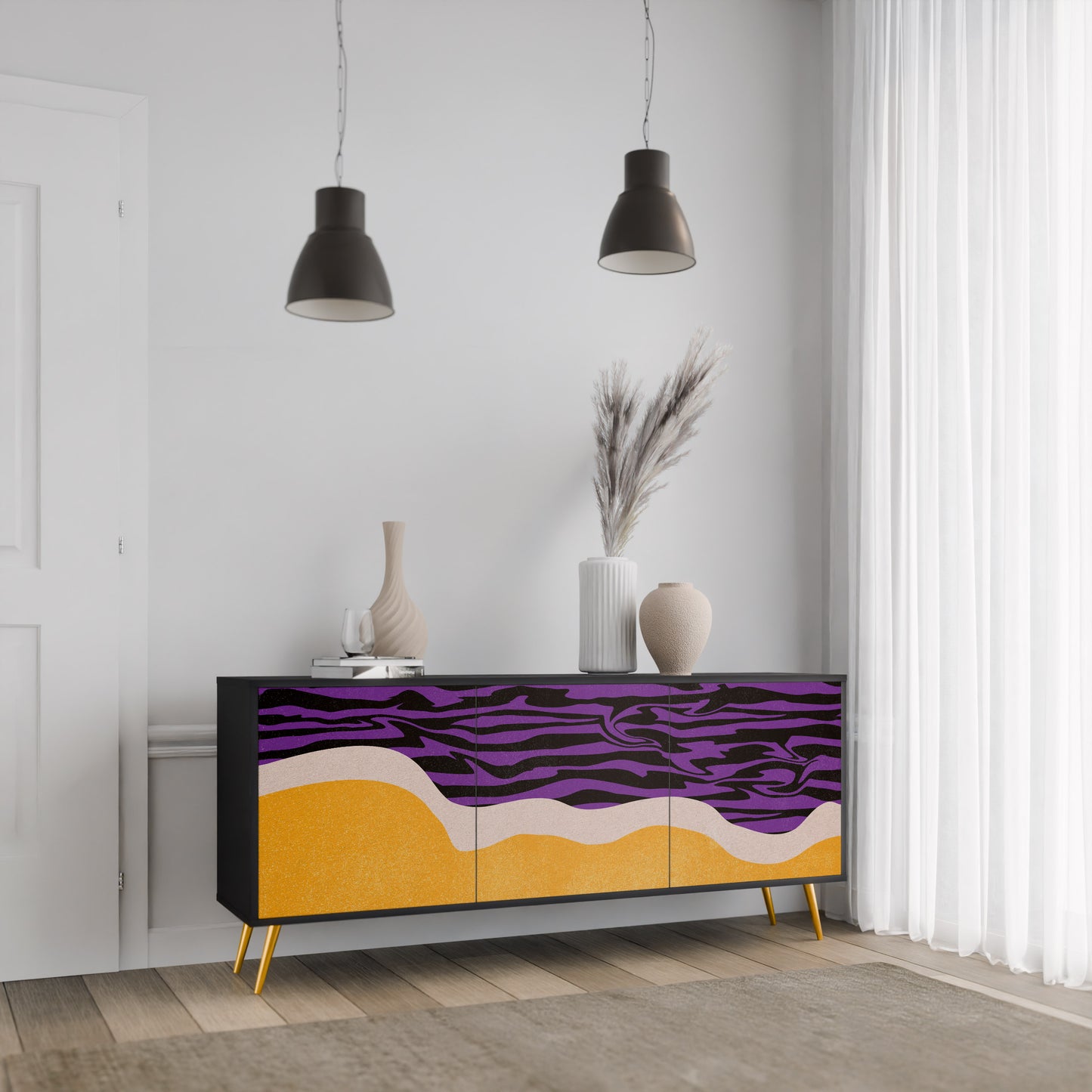 INDEPENDENT BORDER 3-dörrars skänk i svart finish