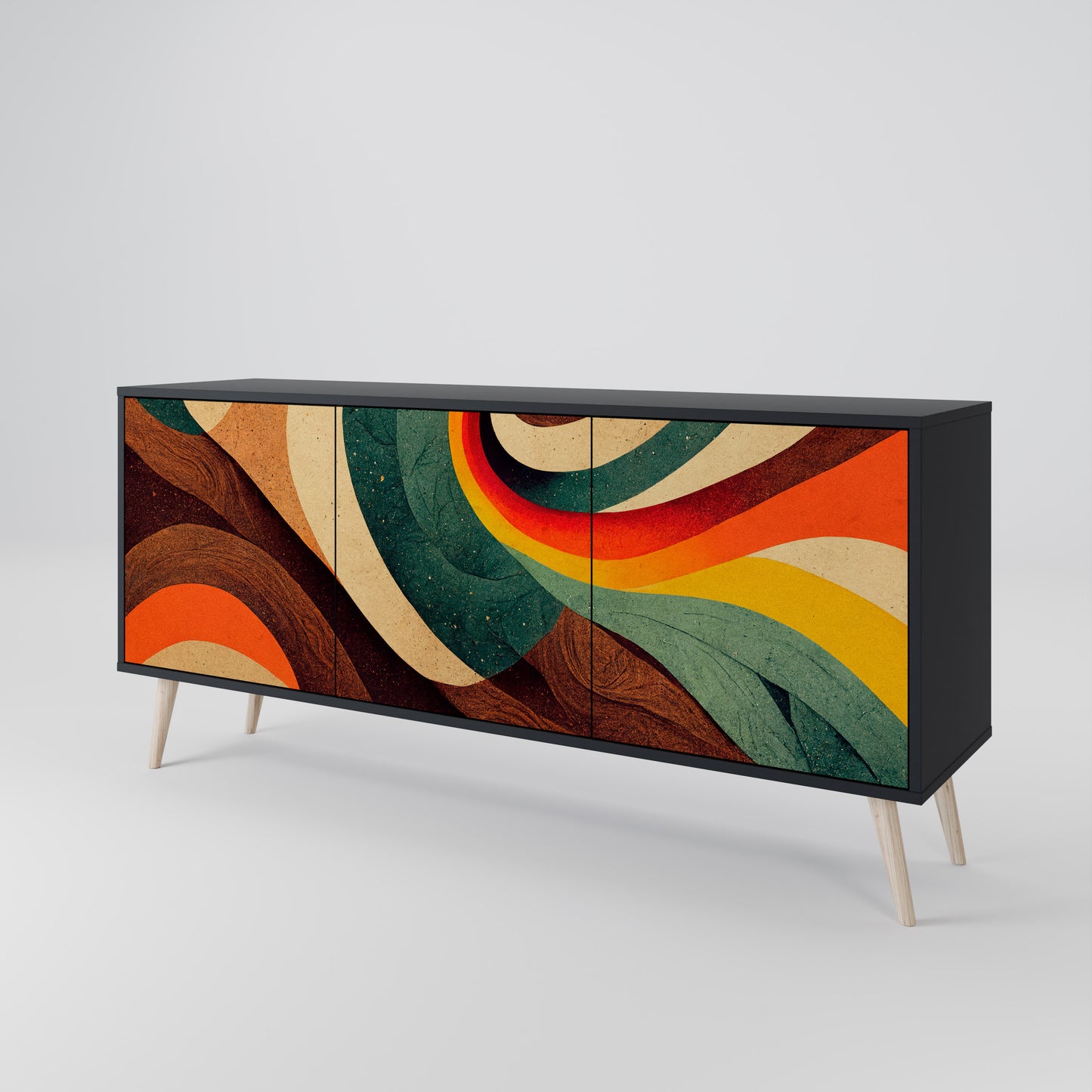 COLORFUL STRANDS 3-Door Sideboard in Black Finish