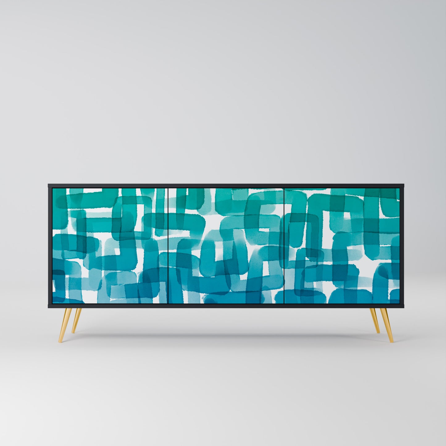 TURKOS RECTANGLES 3-dörrars skänk i svart finish