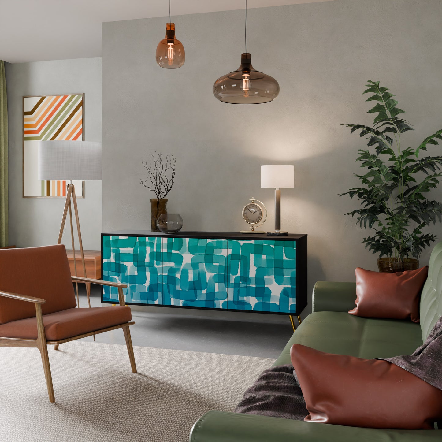 TURKOS RECTANGLES 3-dörrars skänk i svart finish