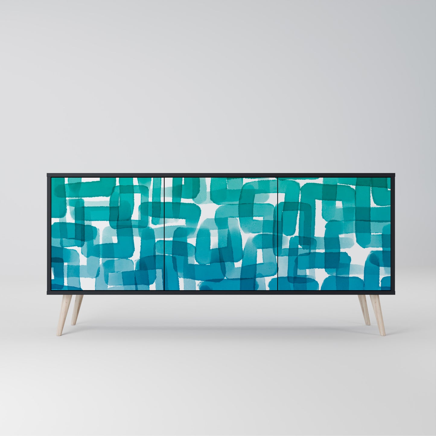 TURKOS RECTANGLES 3-dörrars skänk i svart finish