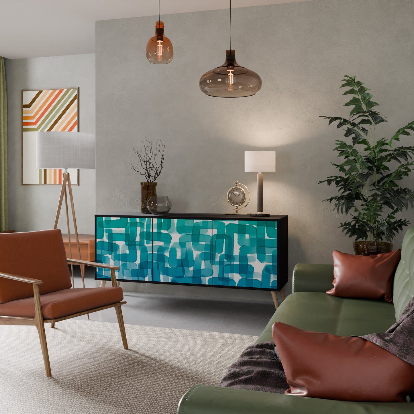 TURKOS RECTANGLES 3-dörrars skänk i svart finish