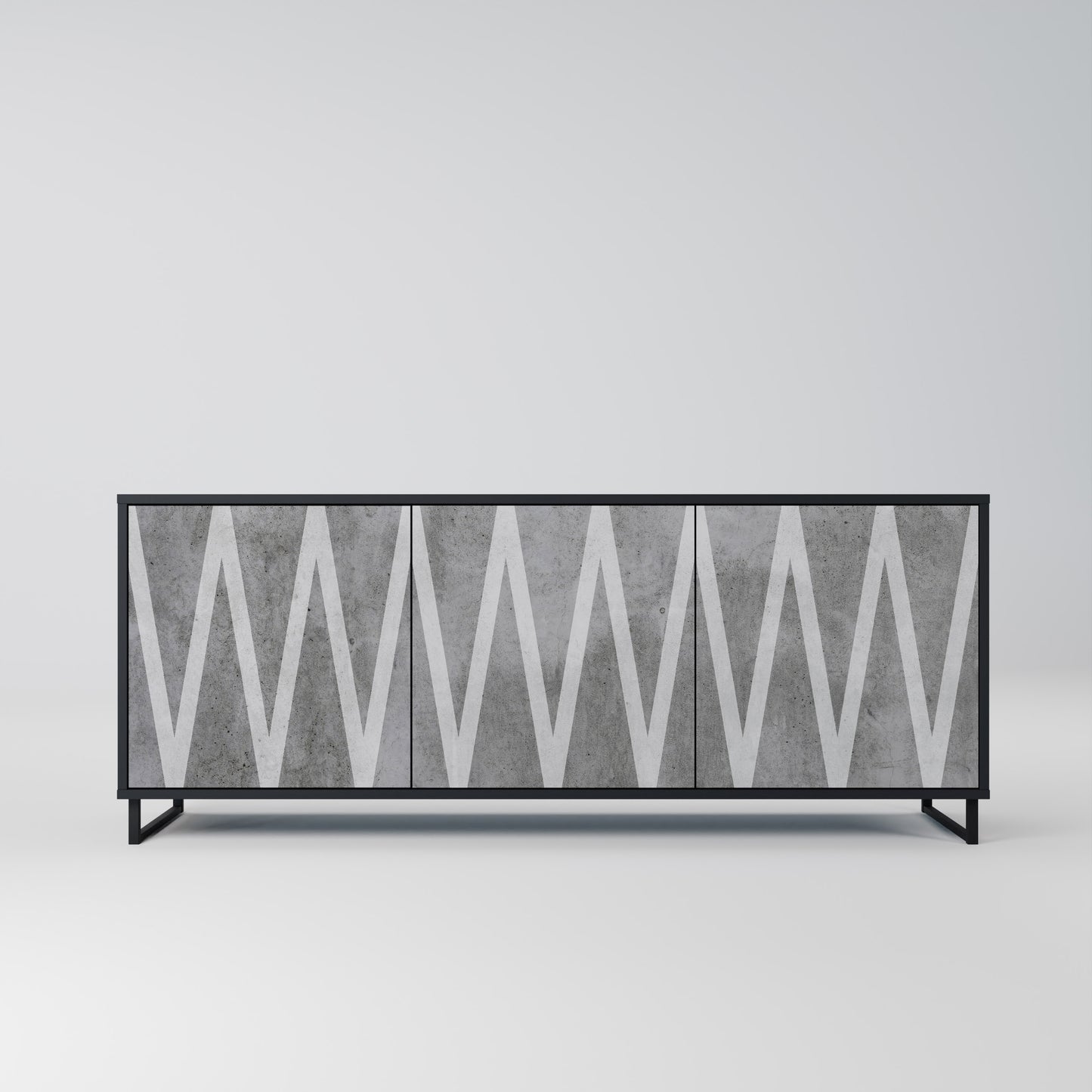 SOLID ZIG ZAG 3-dörrars skänk i svart finish
