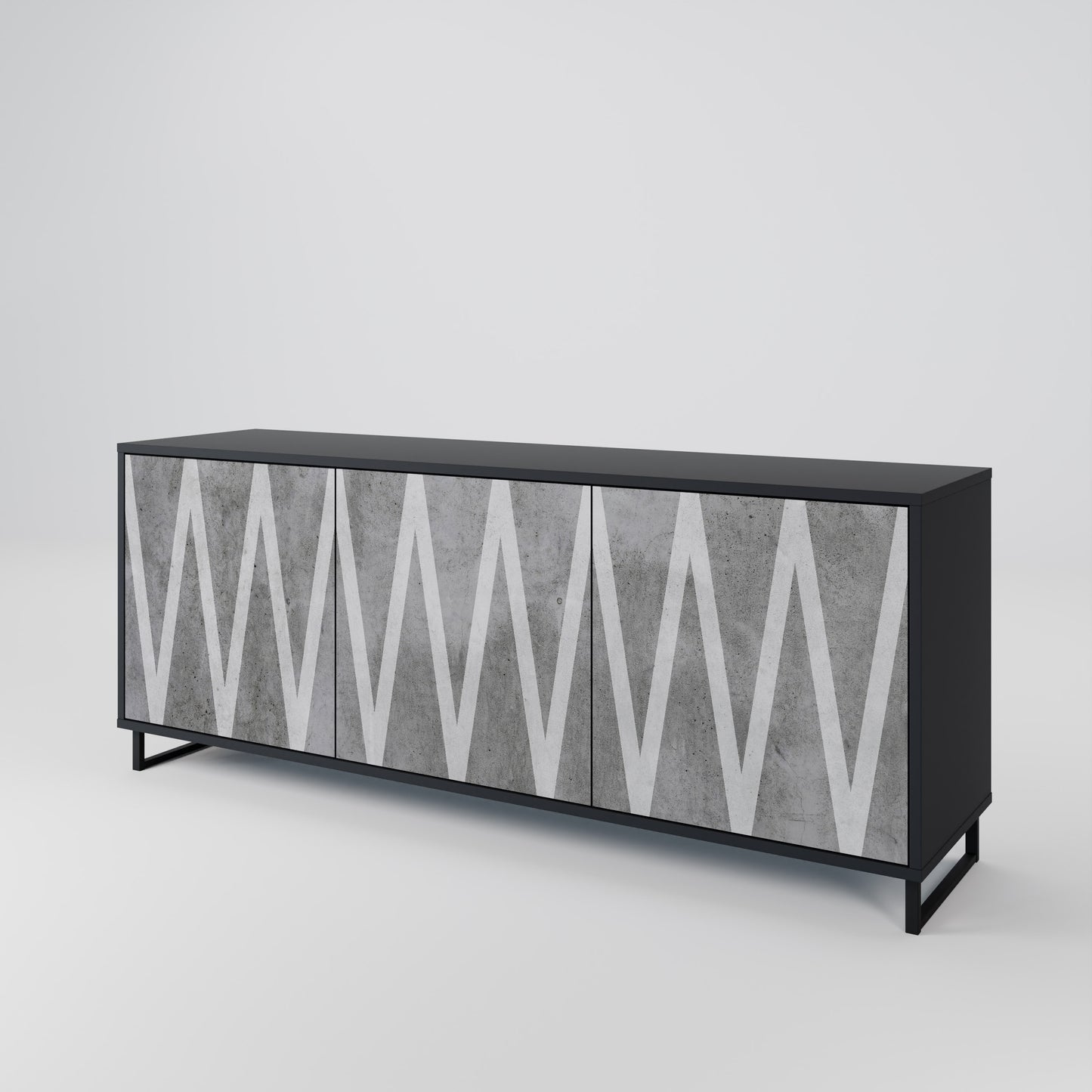 SOLID ZIG ZAG 3-dörrars skänk i svart finish