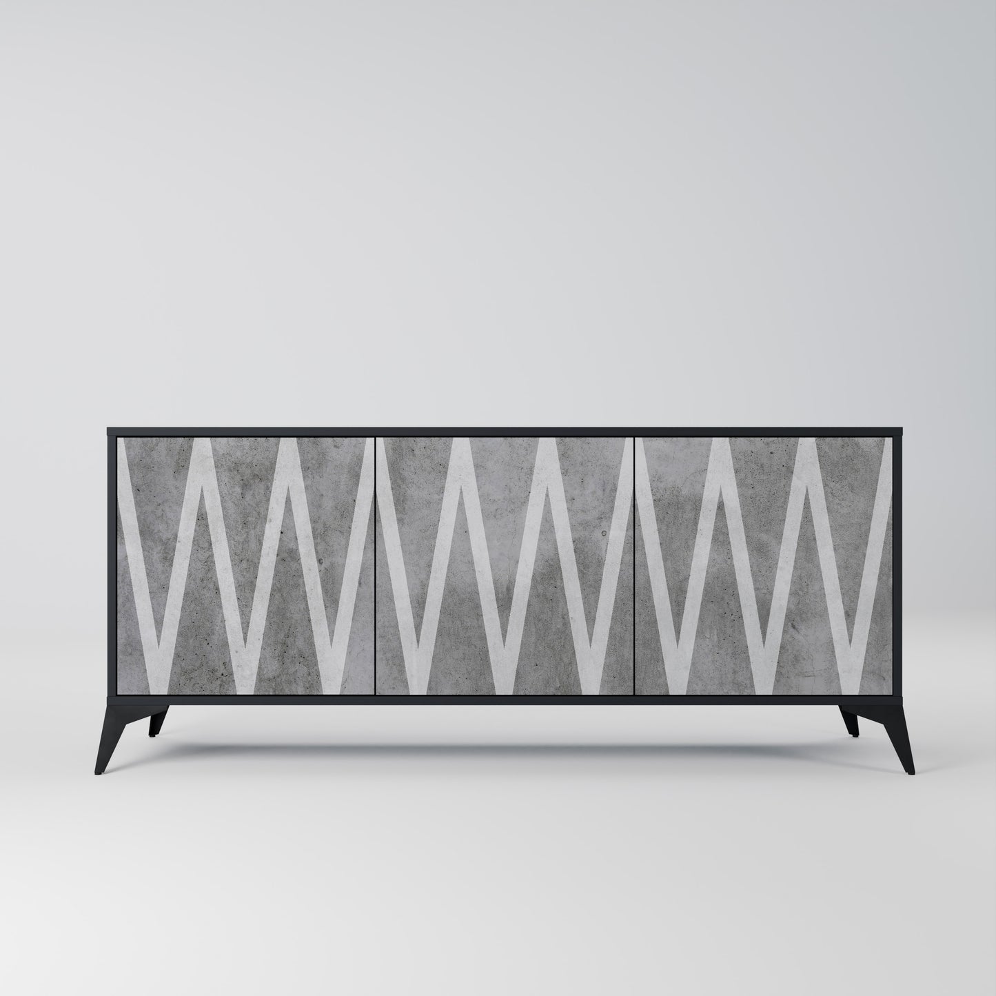 SOLID ZIG ZAG 3-dörrars skänk i svart finish