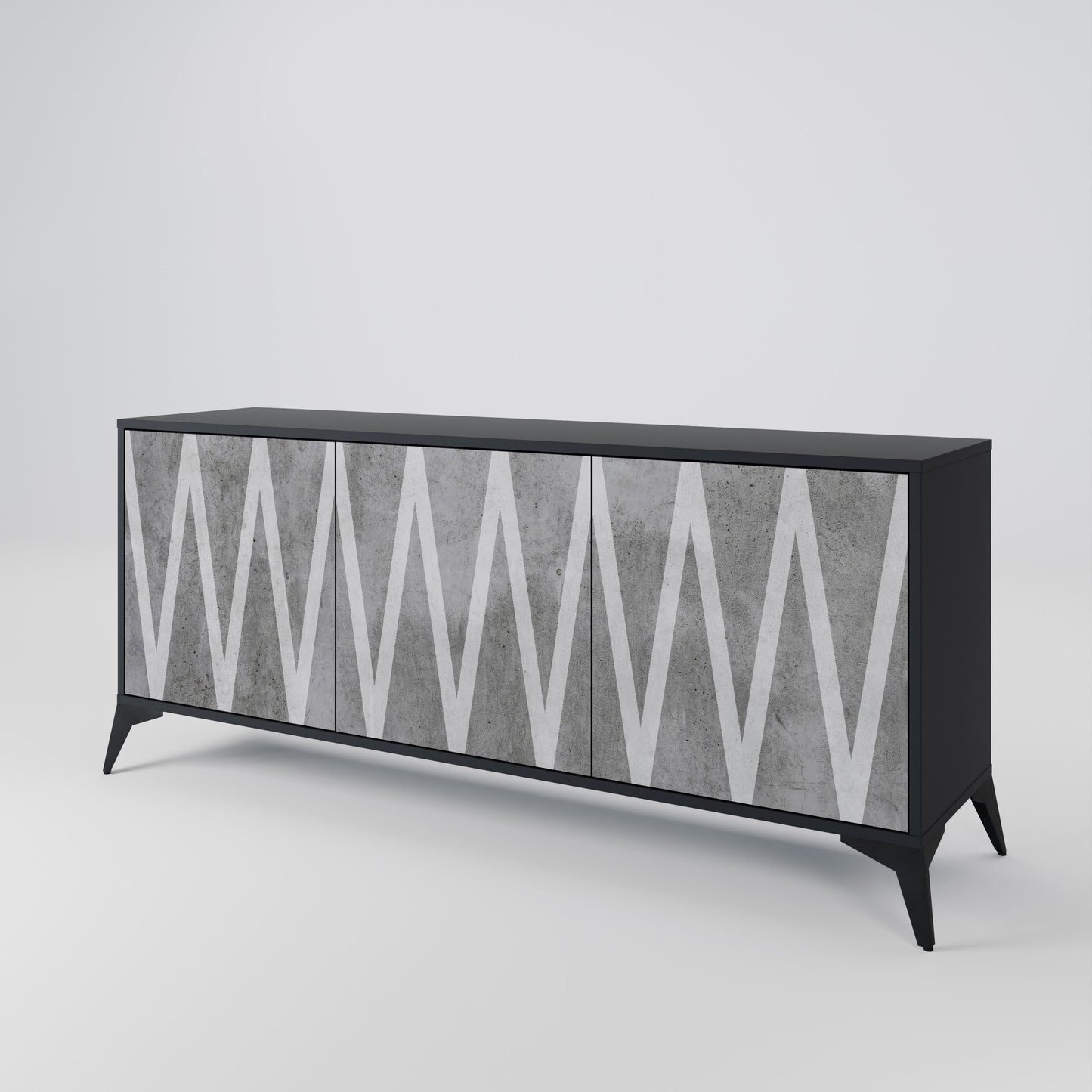 SOLID ZIG ZAG 3-dörrars skänk i svart finish