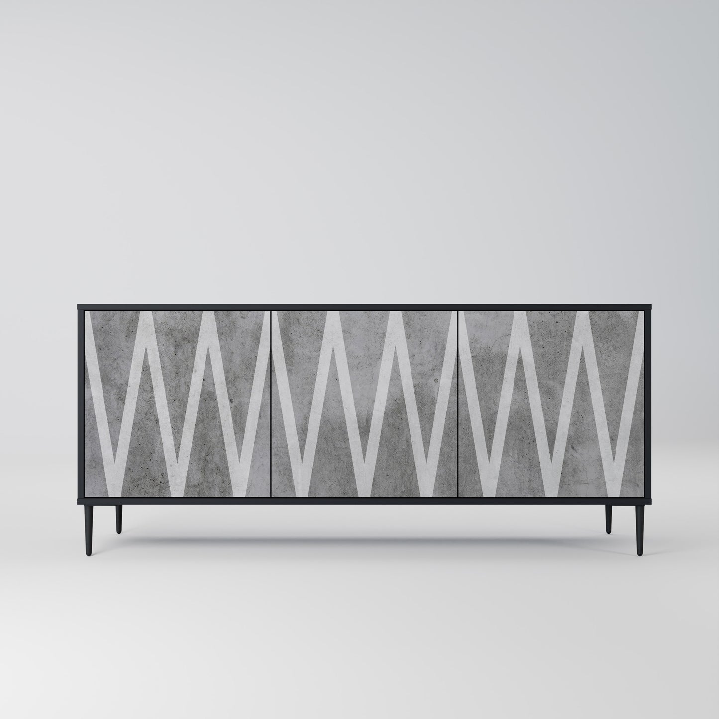 SOLID ZIG ZAG 3-dörrars skänk i svart finish