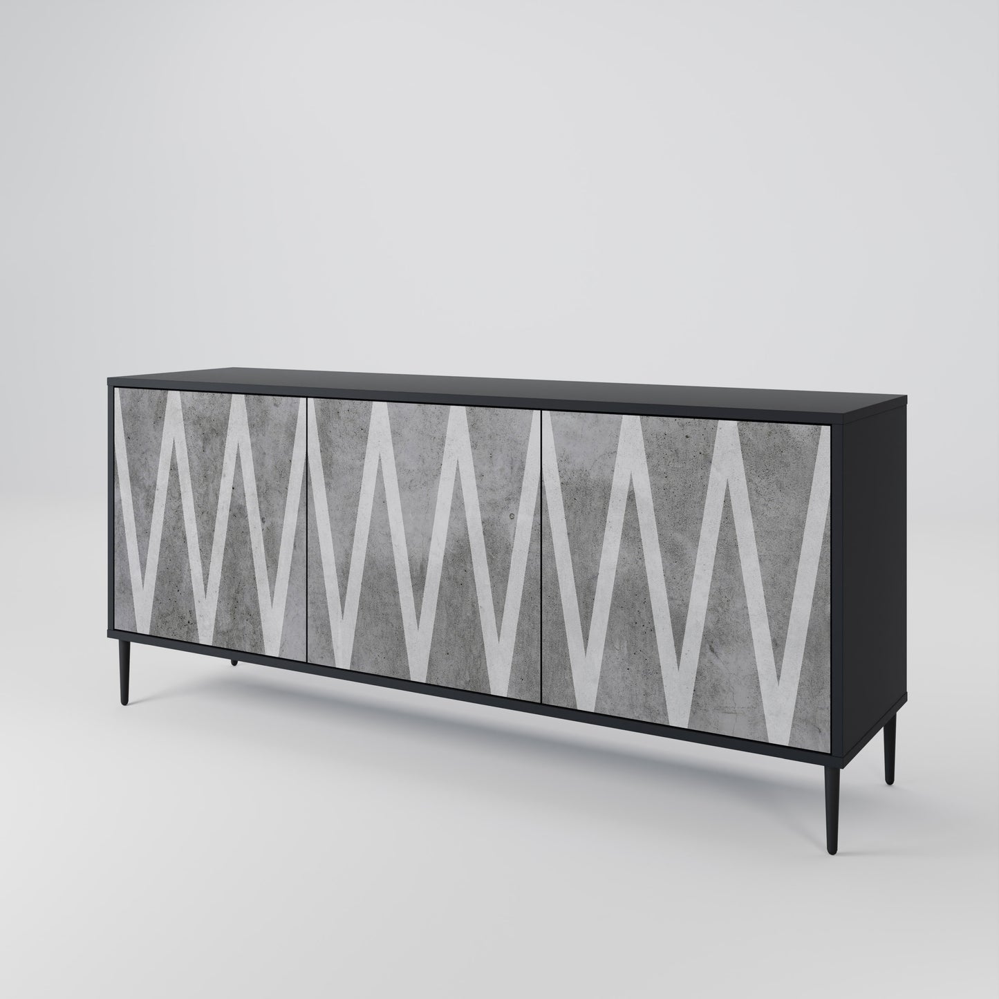 SOLID ZIG ZAG 3-dörrars skänk i svart finish