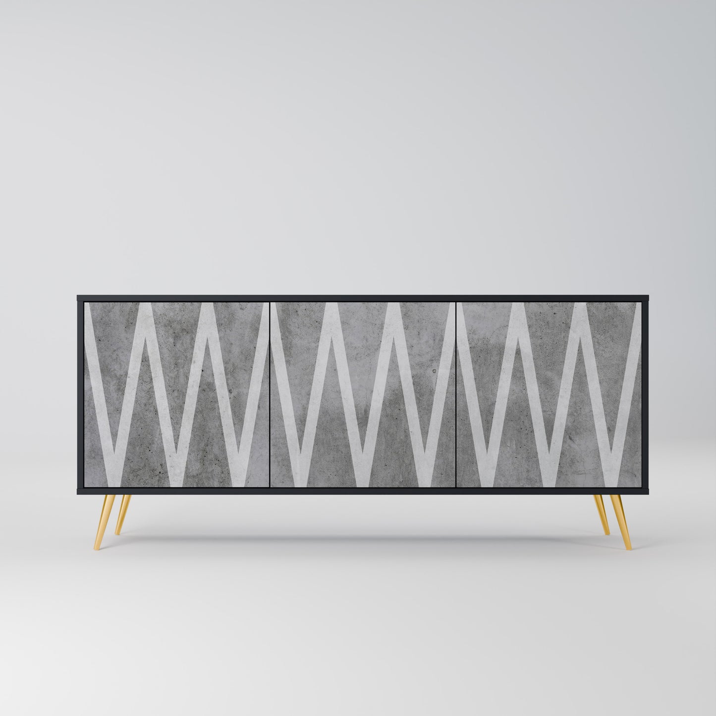 SOLID ZIG ZAG 3-dörrars skänk i svart finish