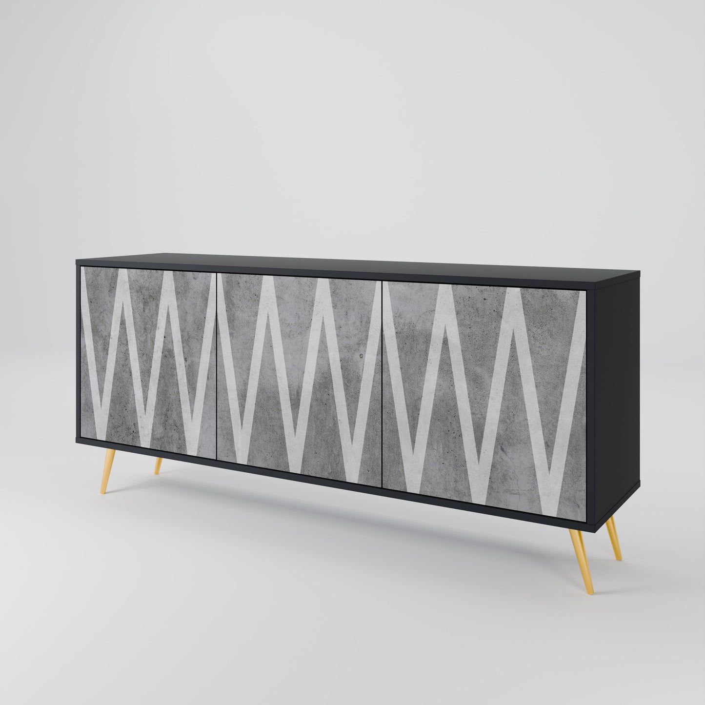 SOLID ZIG ZAG 3-dörrars skänk i svart finish