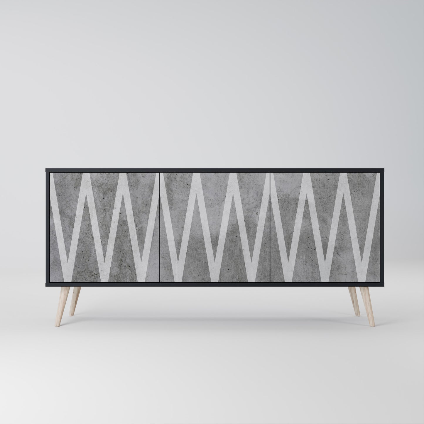 SOLID ZIG ZAG 3-dörrars skänk i svart finish