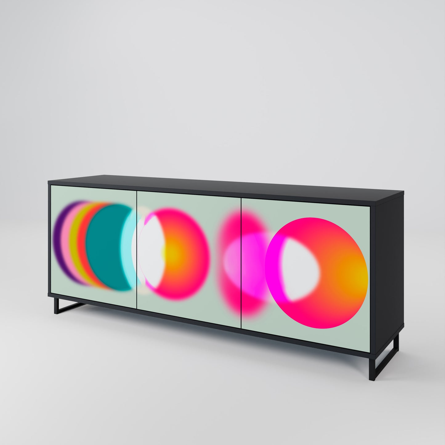 SYMPHONY OF COLOURS 3-dörrars skänk i svart finish