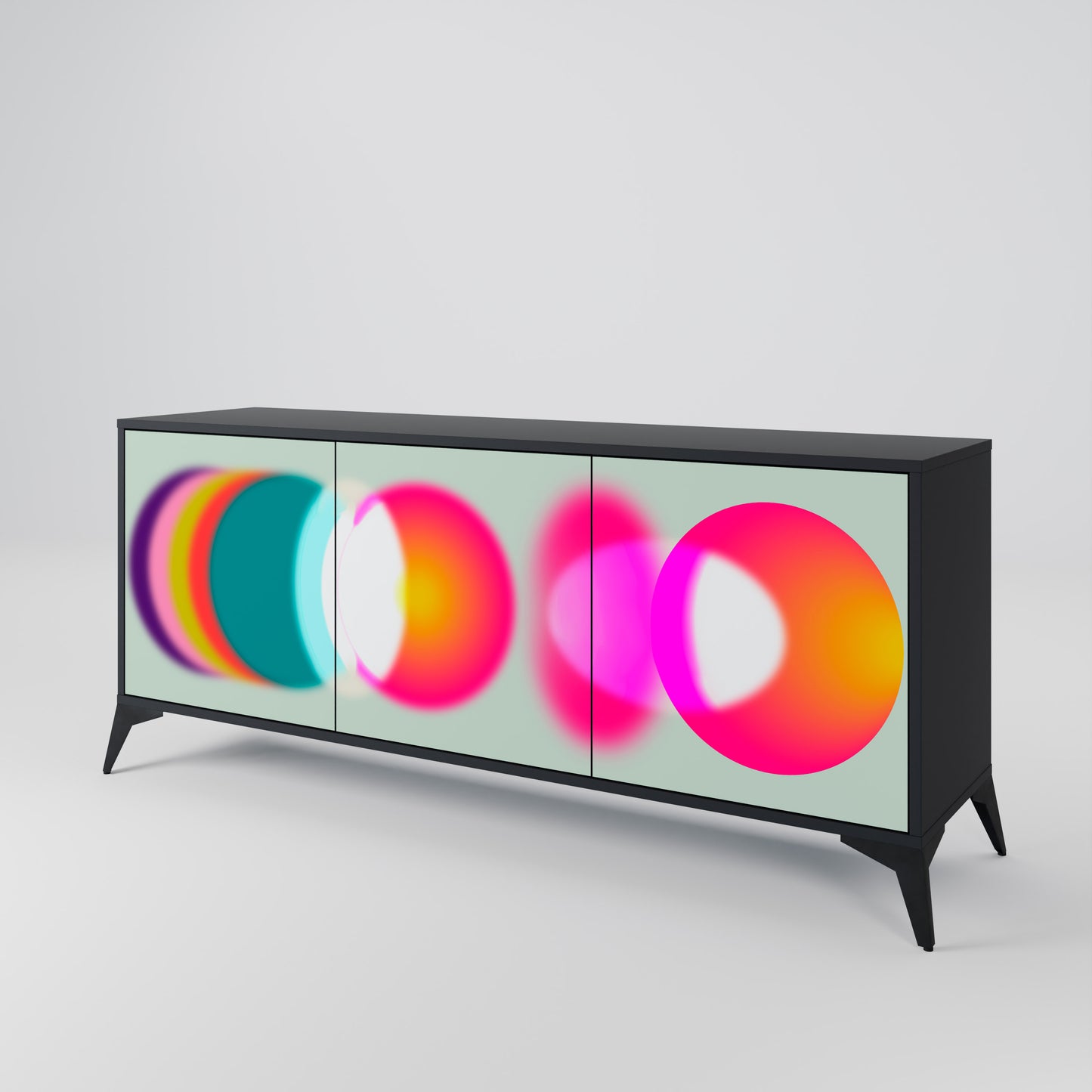 SYMPHONY OF COLOURS 3-dörrars skänk i svart finish