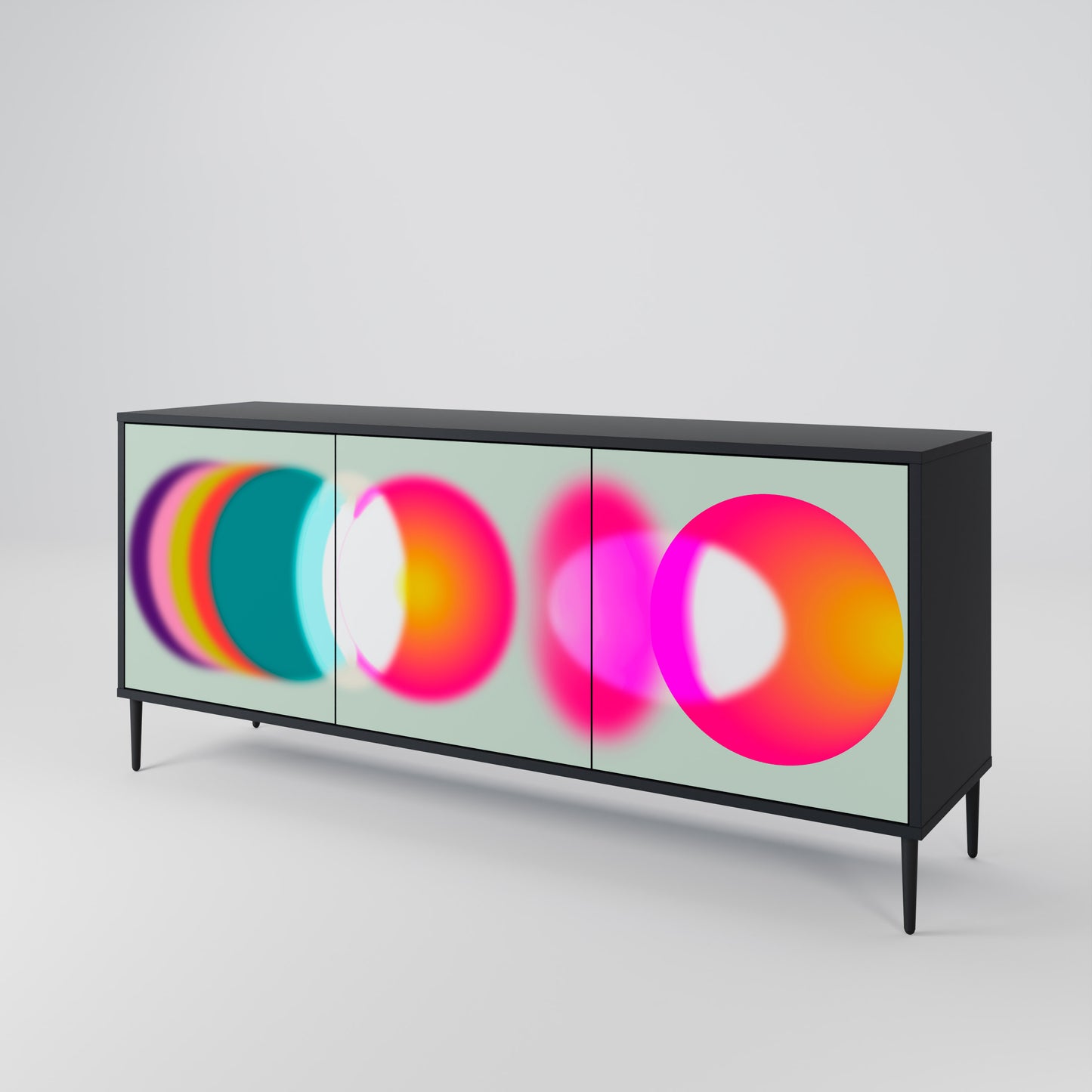SYMPHONY OF COLOURS 3-dörrars skänk i svart finish