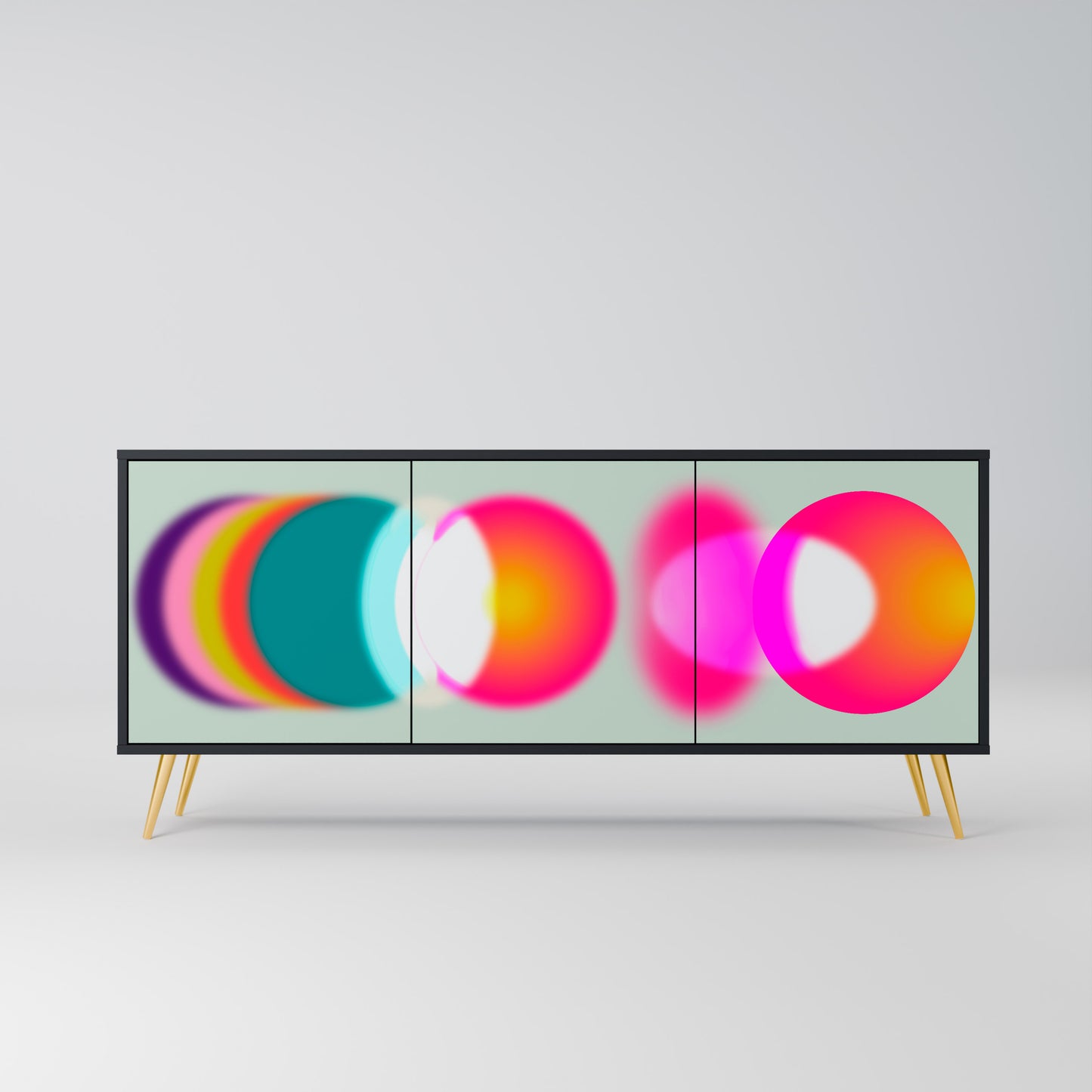 SYMPHONY OF COLOURS 3-dörrars skänk i svart finish