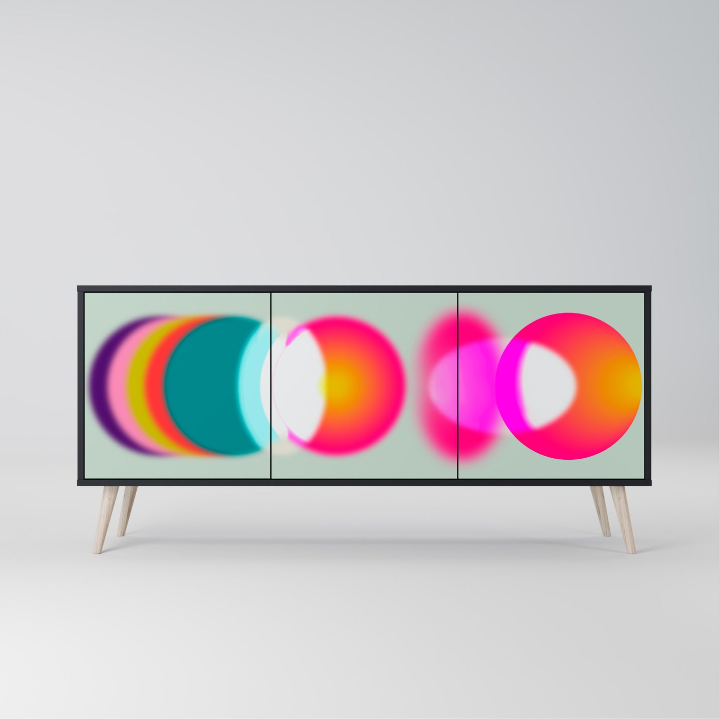 SYMPHONY OF COLOURS 3-dörrars skänk i svart finish