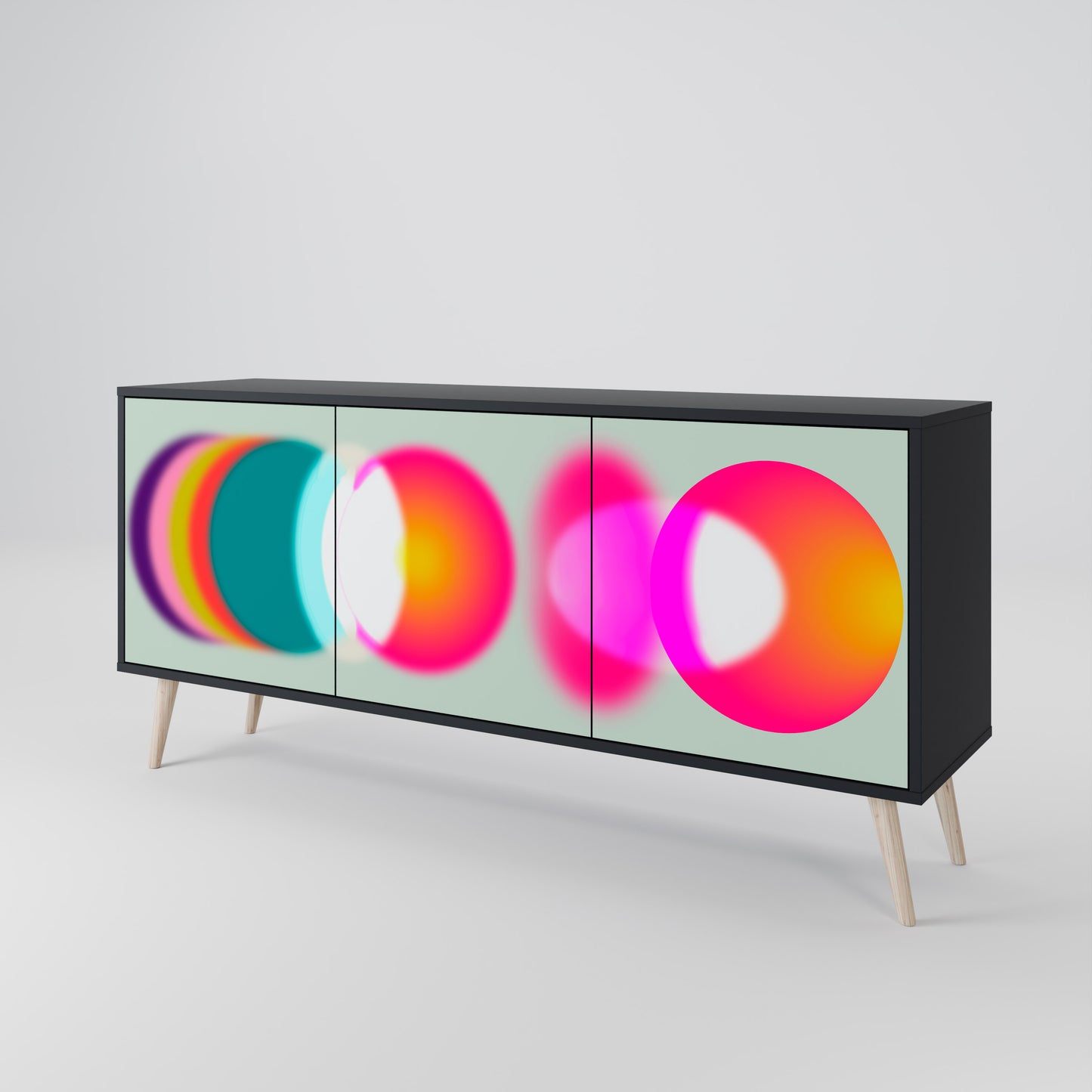 SYMPHONY OF COLOURS 3-dörrars skänk i svart finish