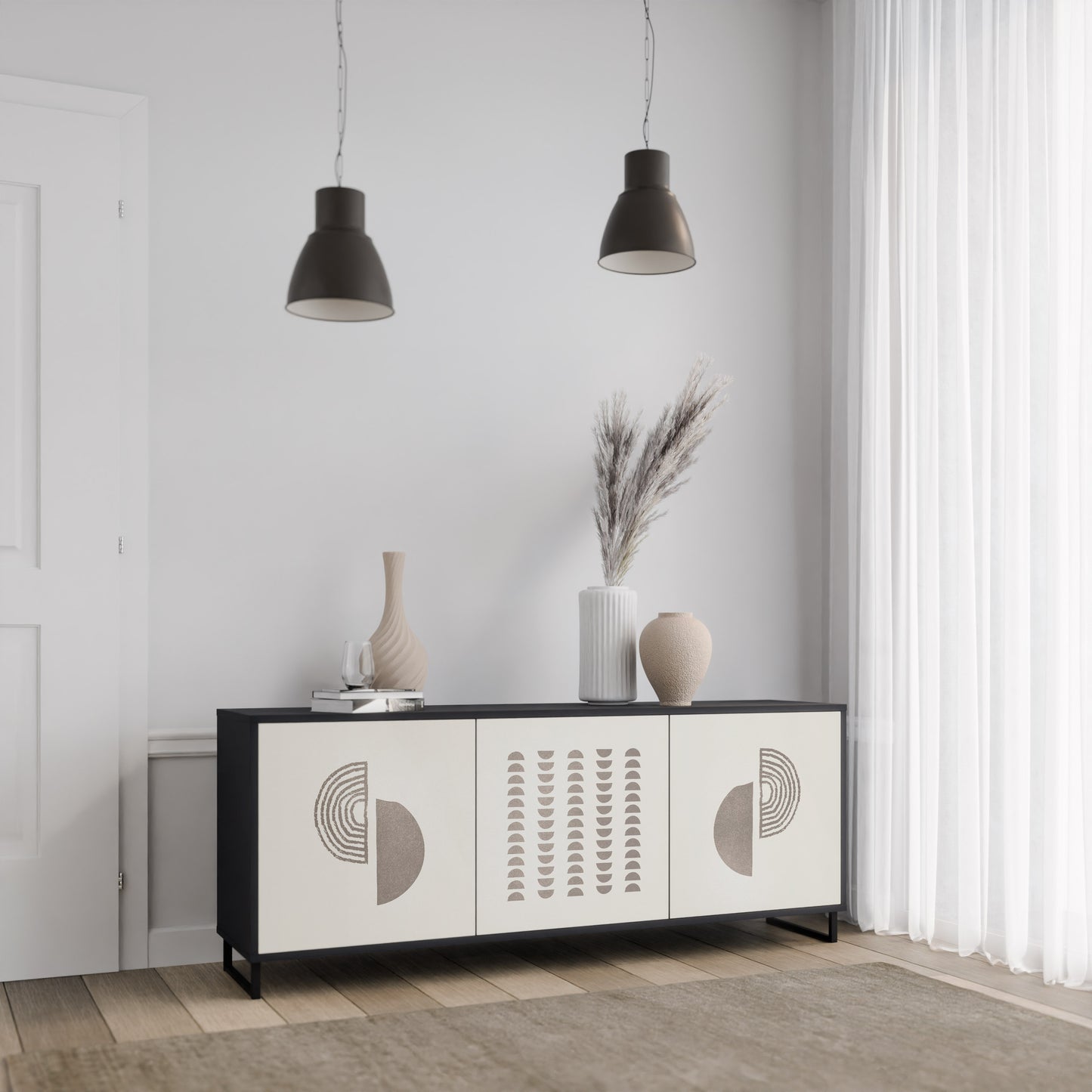 HARMONY ESSENCE 3-dörrars skänk i svart finish