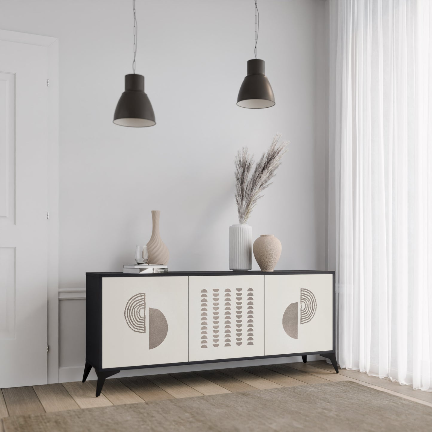 HARMONY ESSENCE 3-dörrars skänk i svart finish