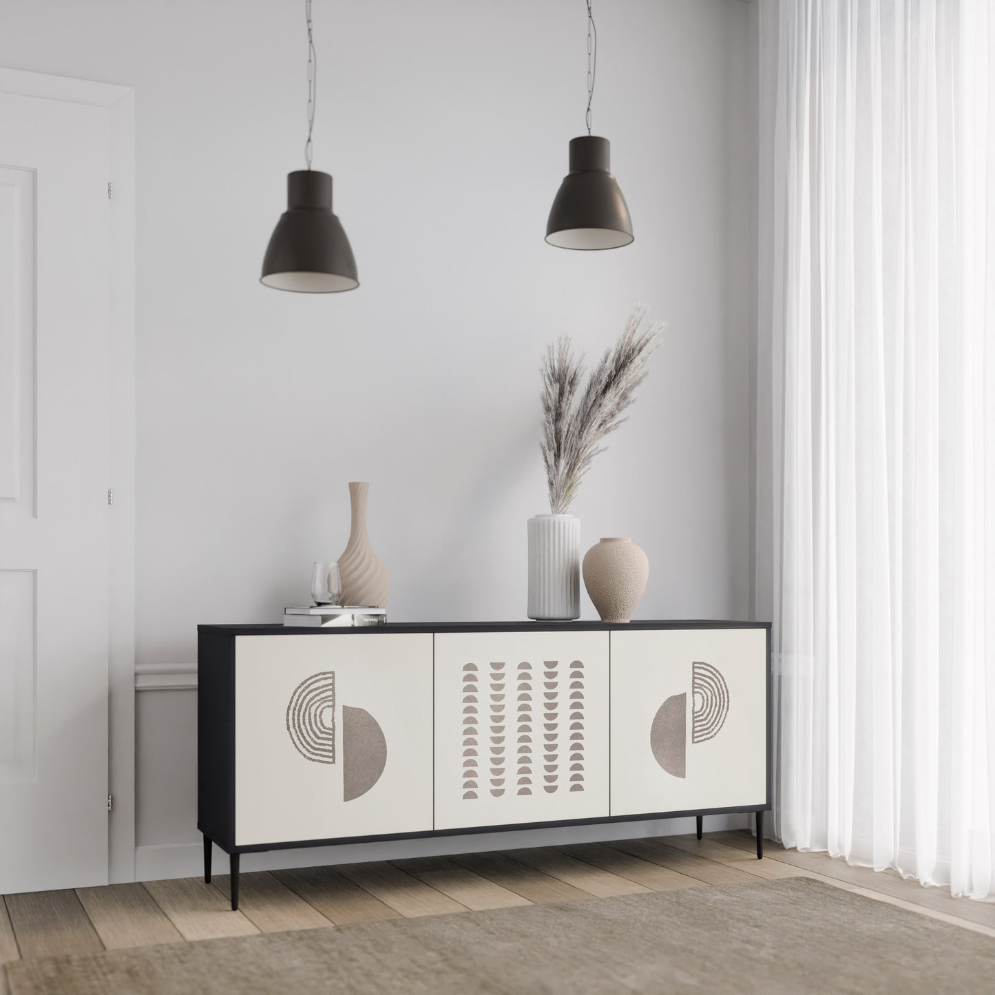 HARMONY ESSENCE 3-dörrars skänk i svart finish