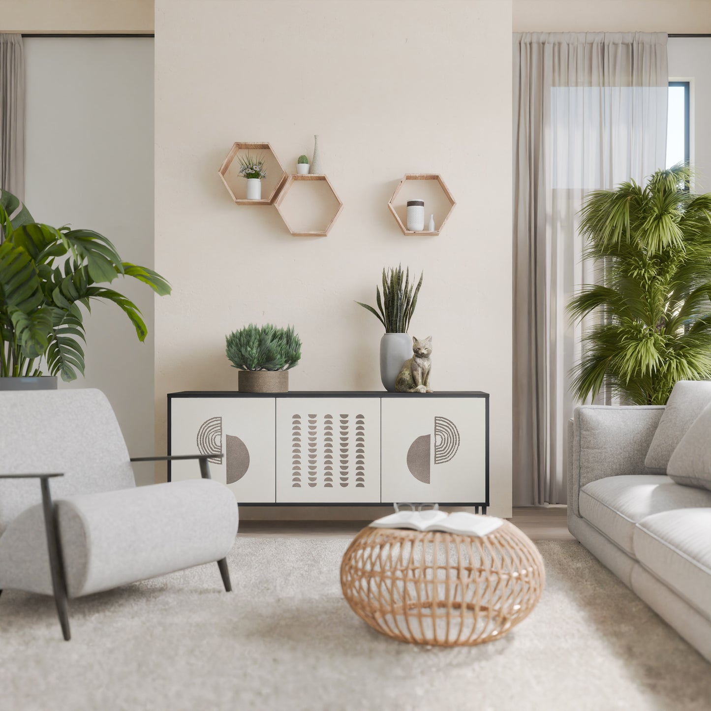 HARMONY ESSENCE 3-dörrars skänk i svart finish