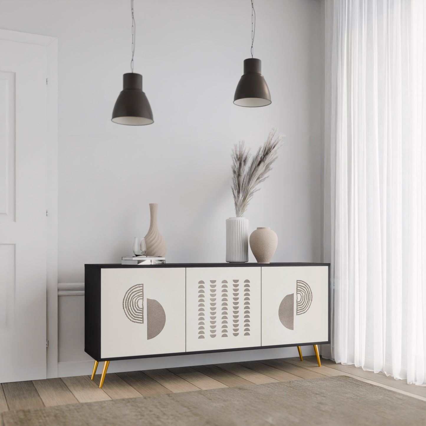 HARMONY ESSENCE 3-dörrars skänk i svart finish