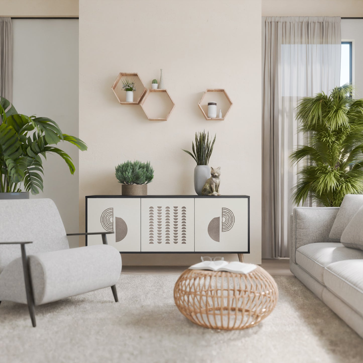 HARMONY ESSENCE 3-dörrars skänk i svart finish