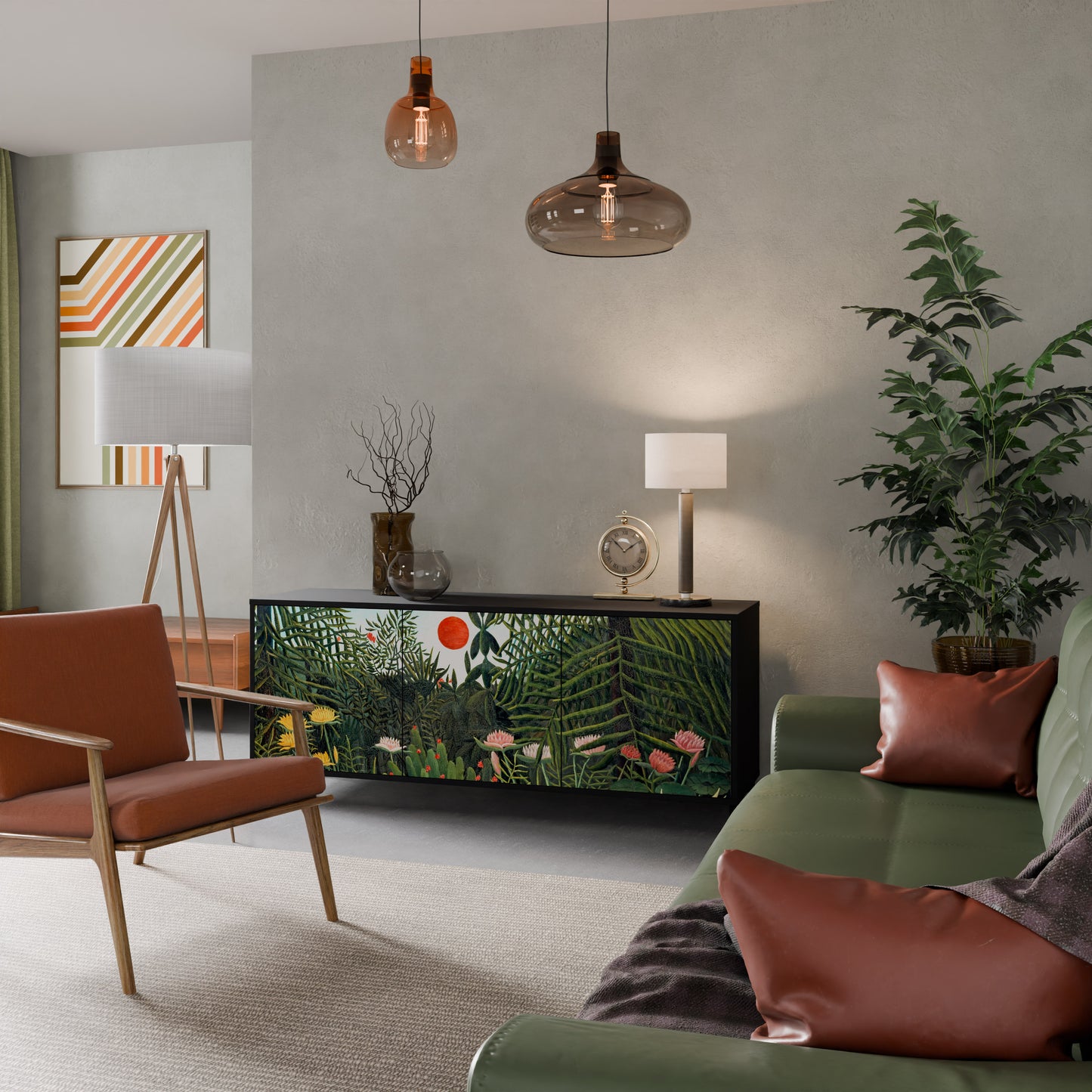 VIRGIN SKOG MED SUNSET 3-dörrars skänk i svart finish