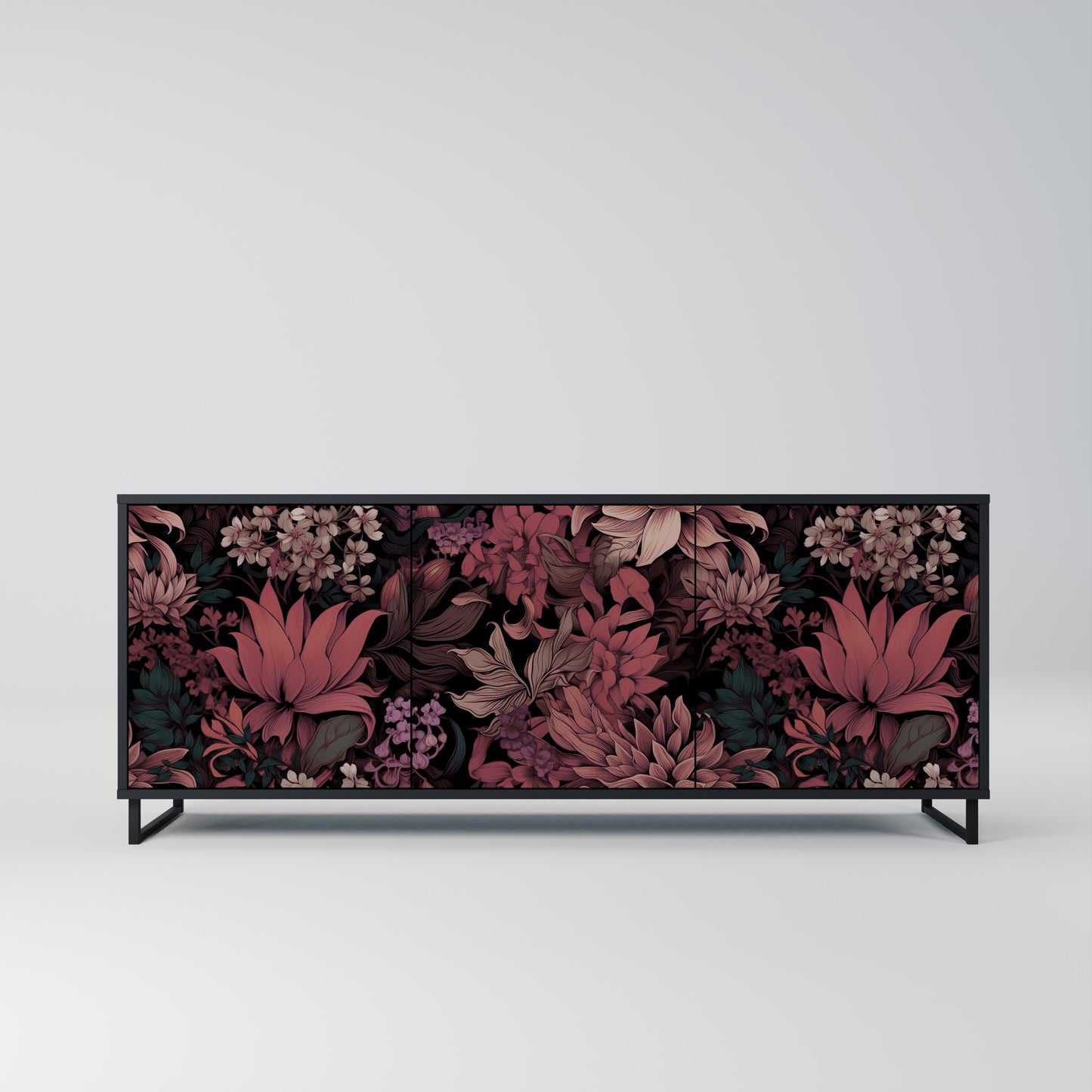 FLORAL WHISPER 3-dörrars skänk i svart finish