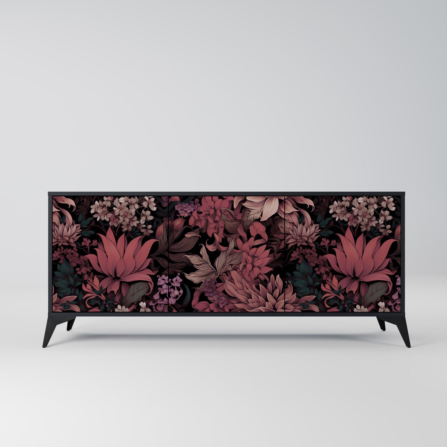 FLORAL WHISPER 3-dörrars skänk i svart finish