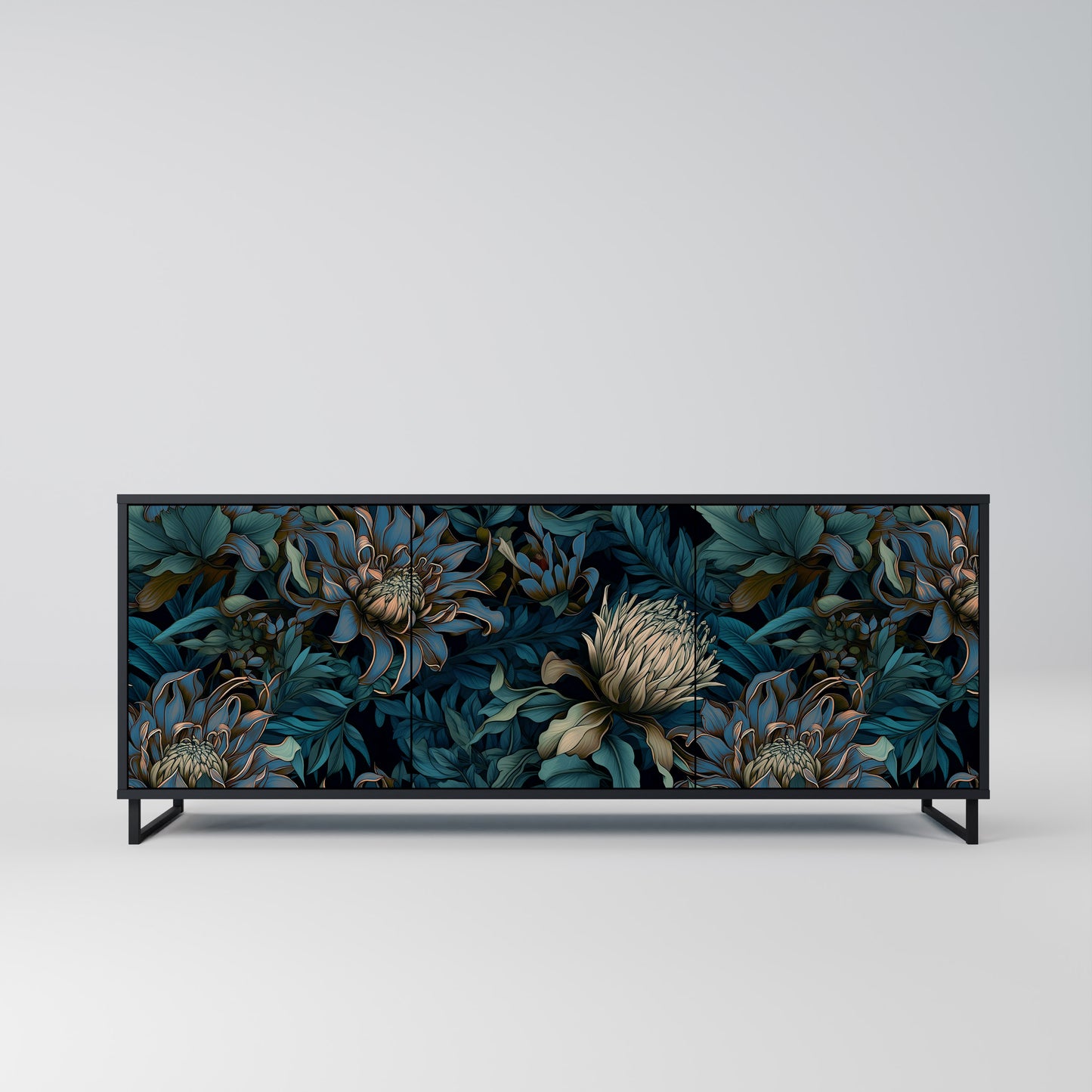 TWILIGHT BLOOM 3-dörrars skänk i svart finish