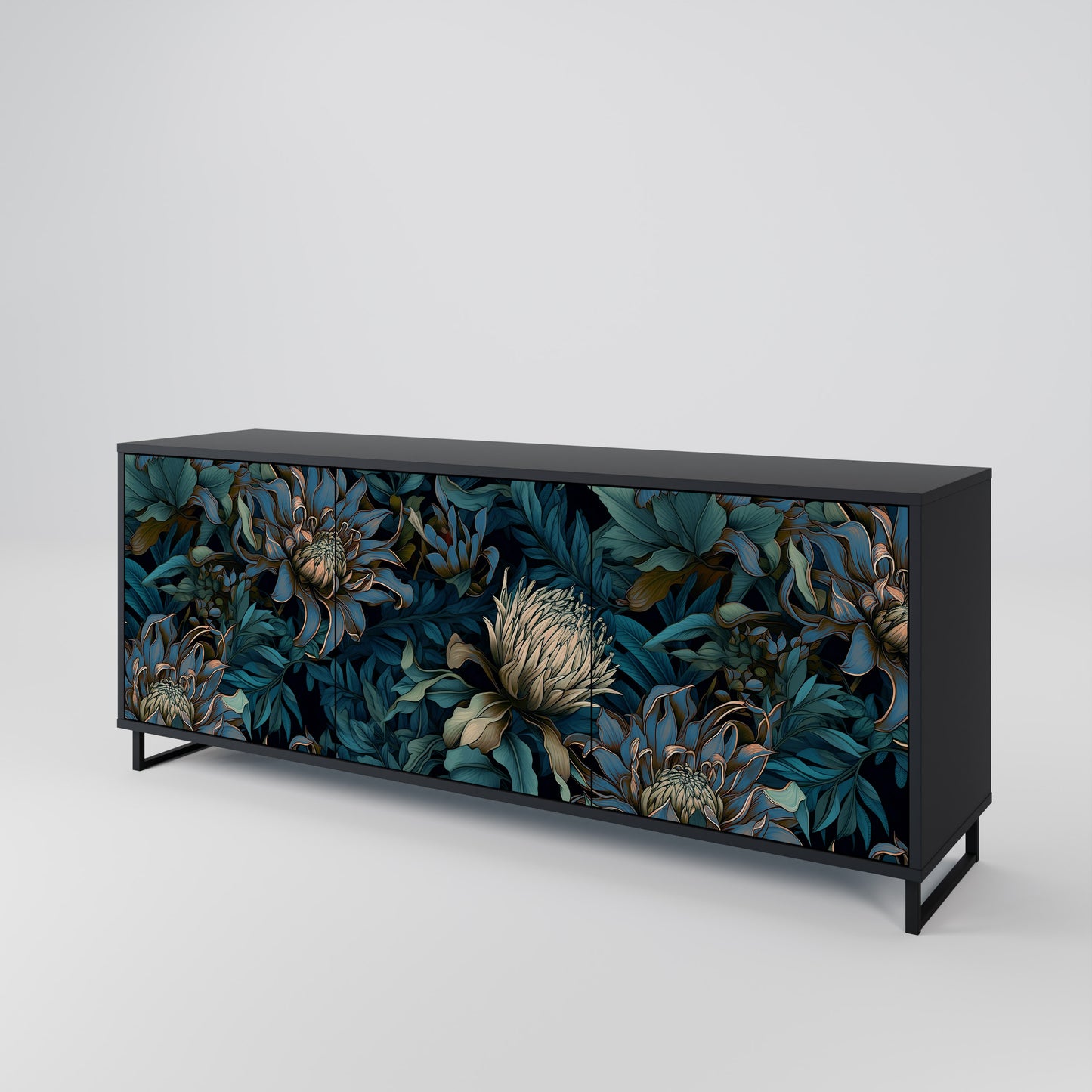 TWILIGHT BLOOM 3-dörrars skänk i svart finish