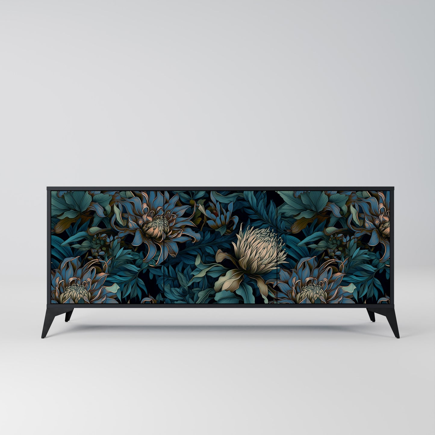 TWILIGHT BLOOM 3-dörrars skänk i svart finish