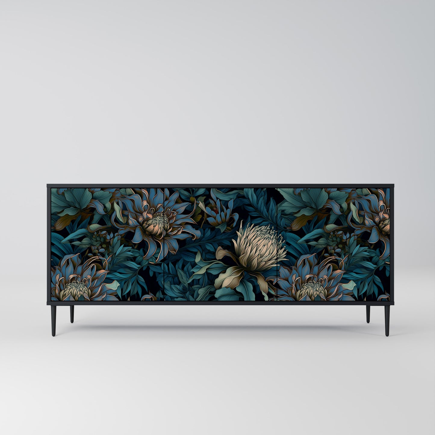 TWILIGHT BLOOM 3-dörrars skänk i svart finish