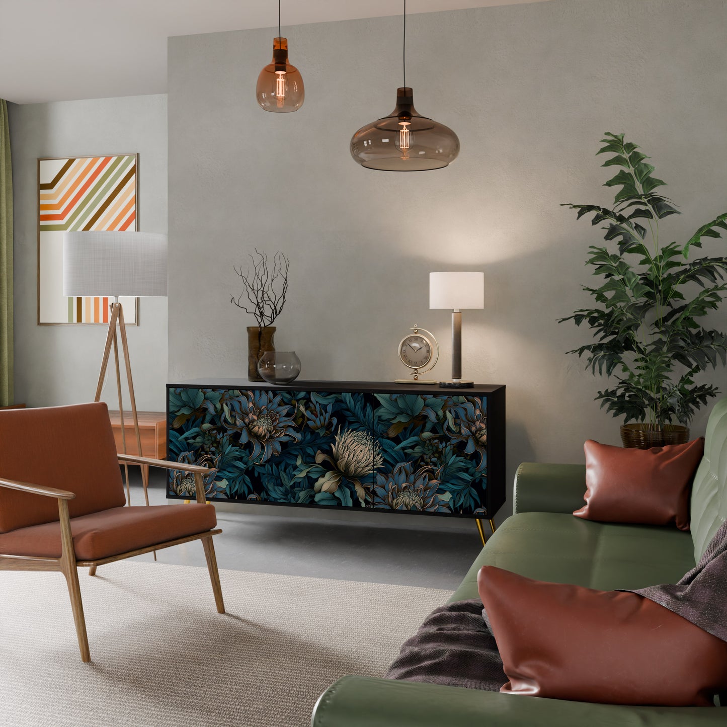 TWILIGHT BLOOM 3-dörrars skänk i svart finish