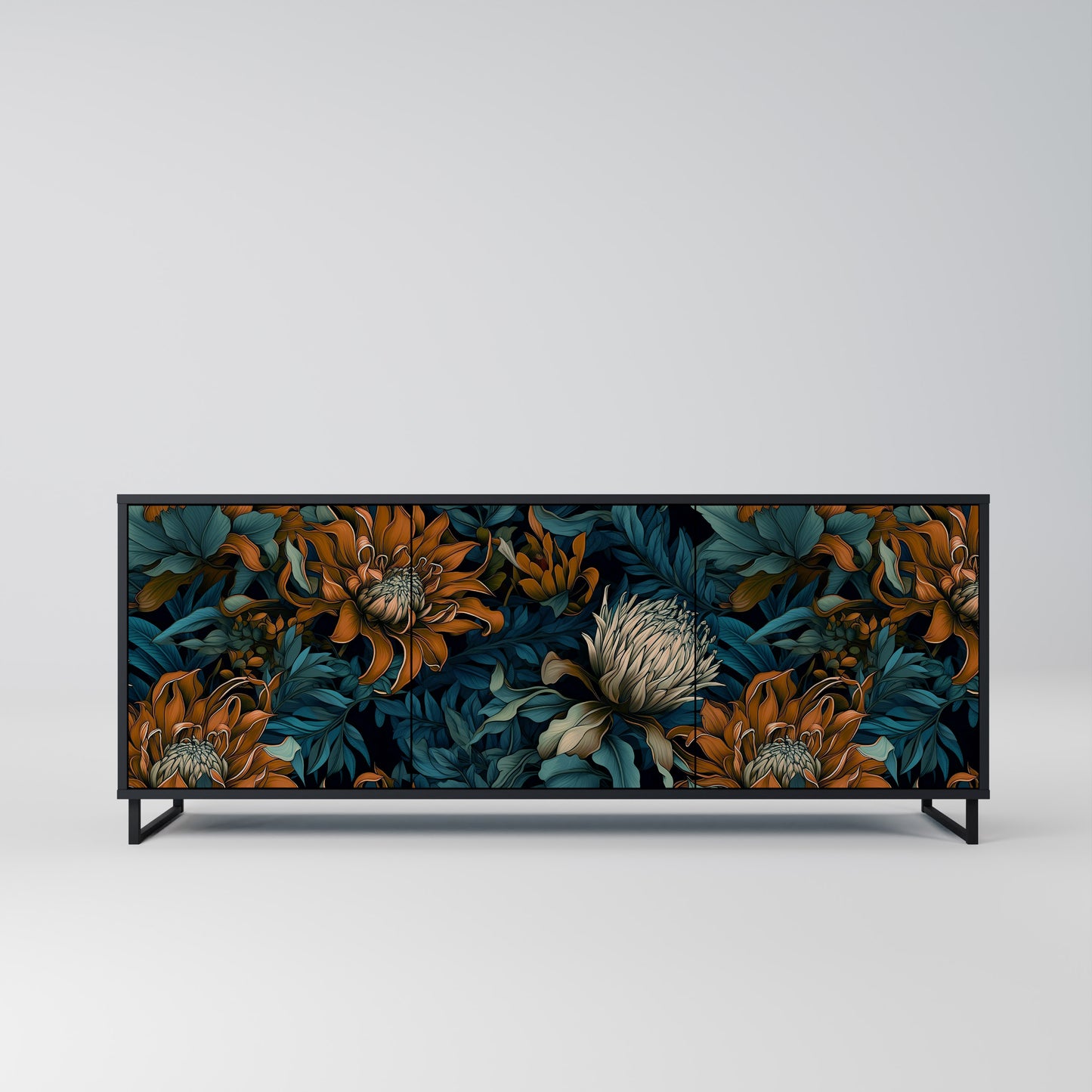 MORNING BLOOM 3-dörrars skänk i svart finish