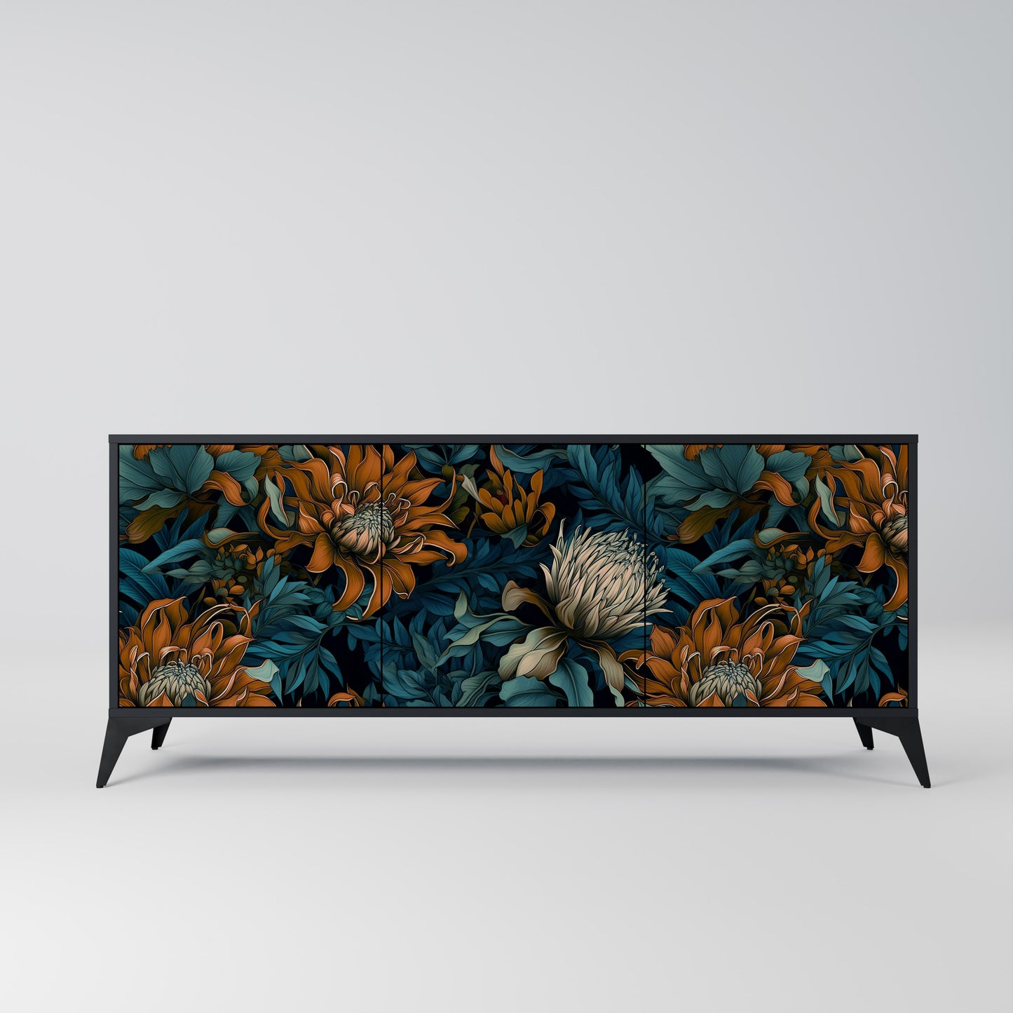 MORNING BLOOM 3-dörrars skänk i svart finish