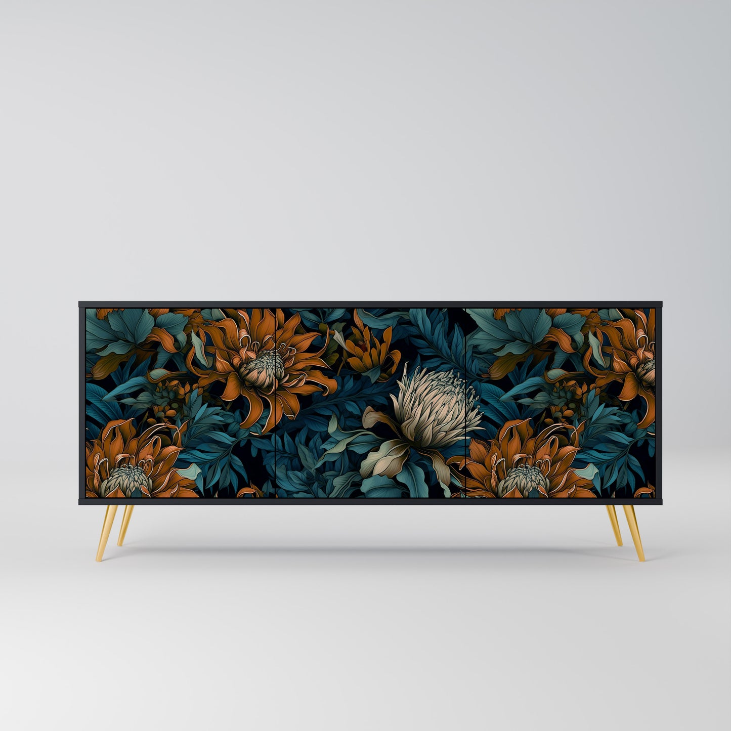 MORNING BLOOM 3-dörrars skänk i svart finish