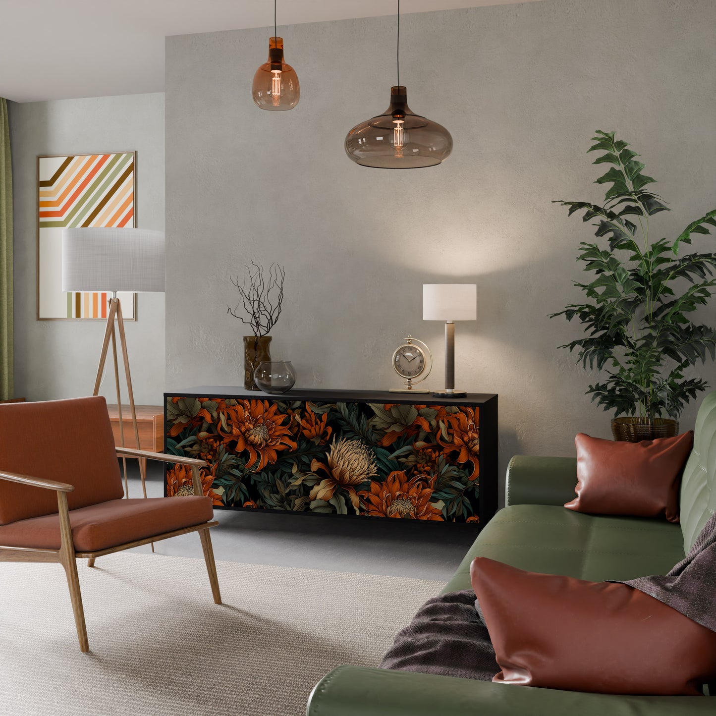 DAWN BLOOM 3-dörrars skänk i svart finish