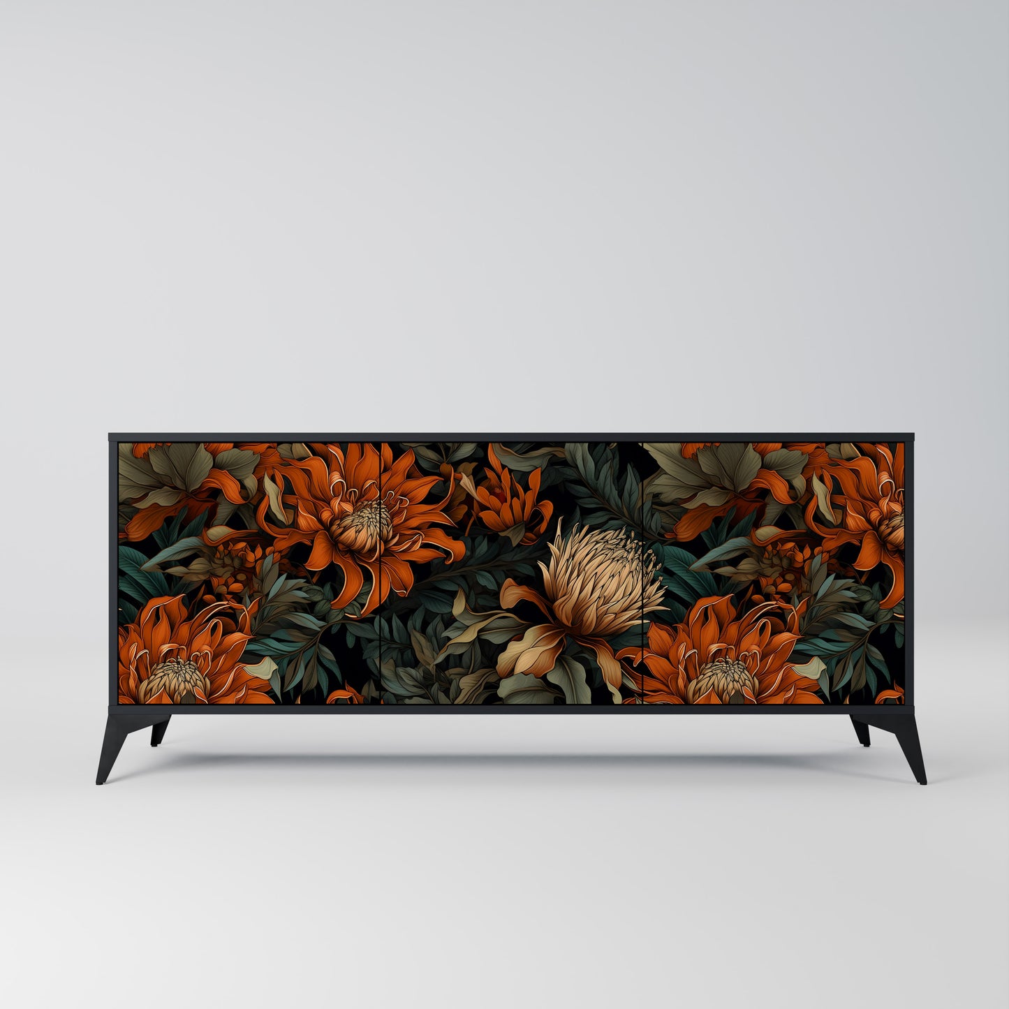 DAWN BLOOM 3-dörrars skänk i svart finish