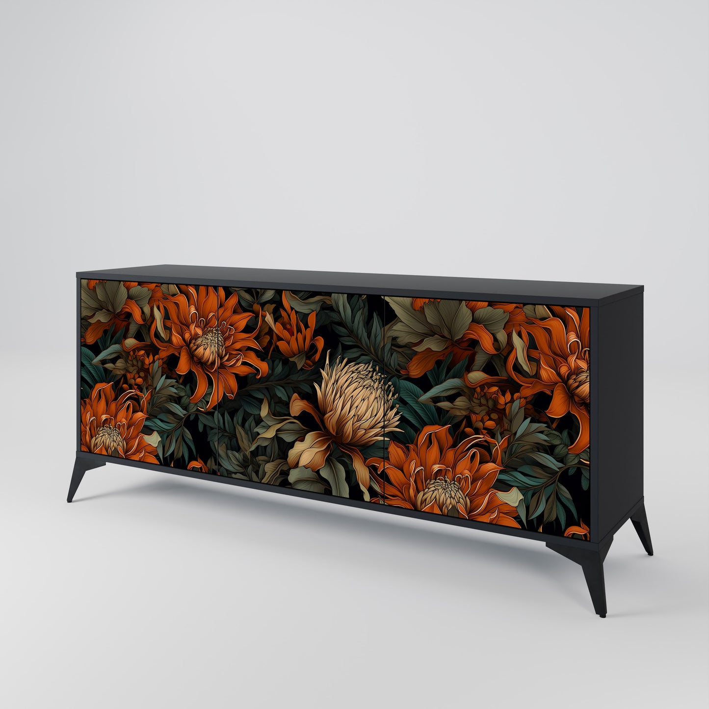 DAWN BLOOM 3-dörrars skänk i svart finish